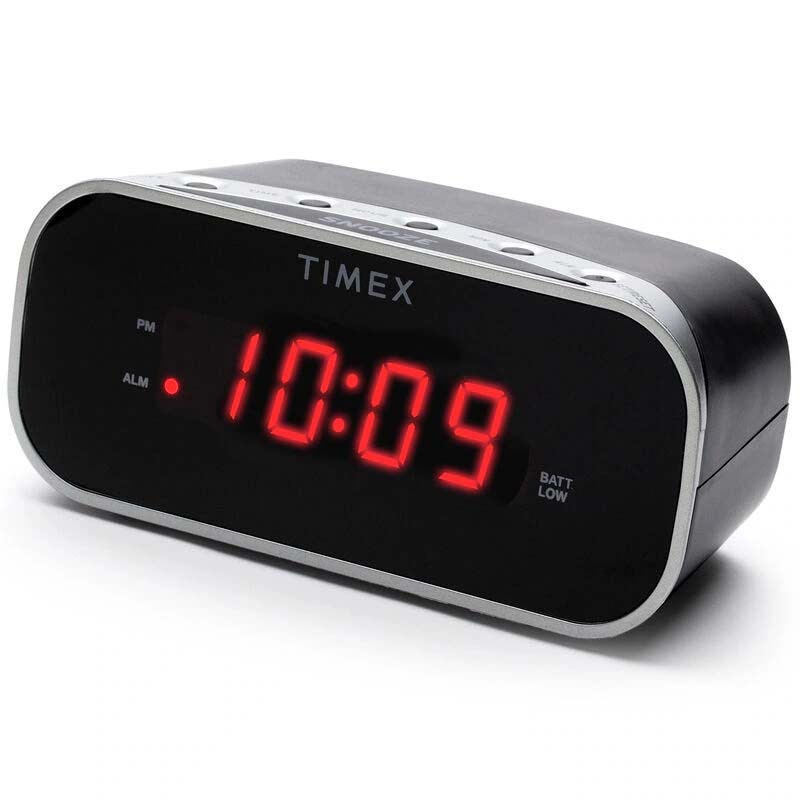 Timex Alarm Clock with Large Display, Includes 120V Power Adapter - Black (T121B), , hires