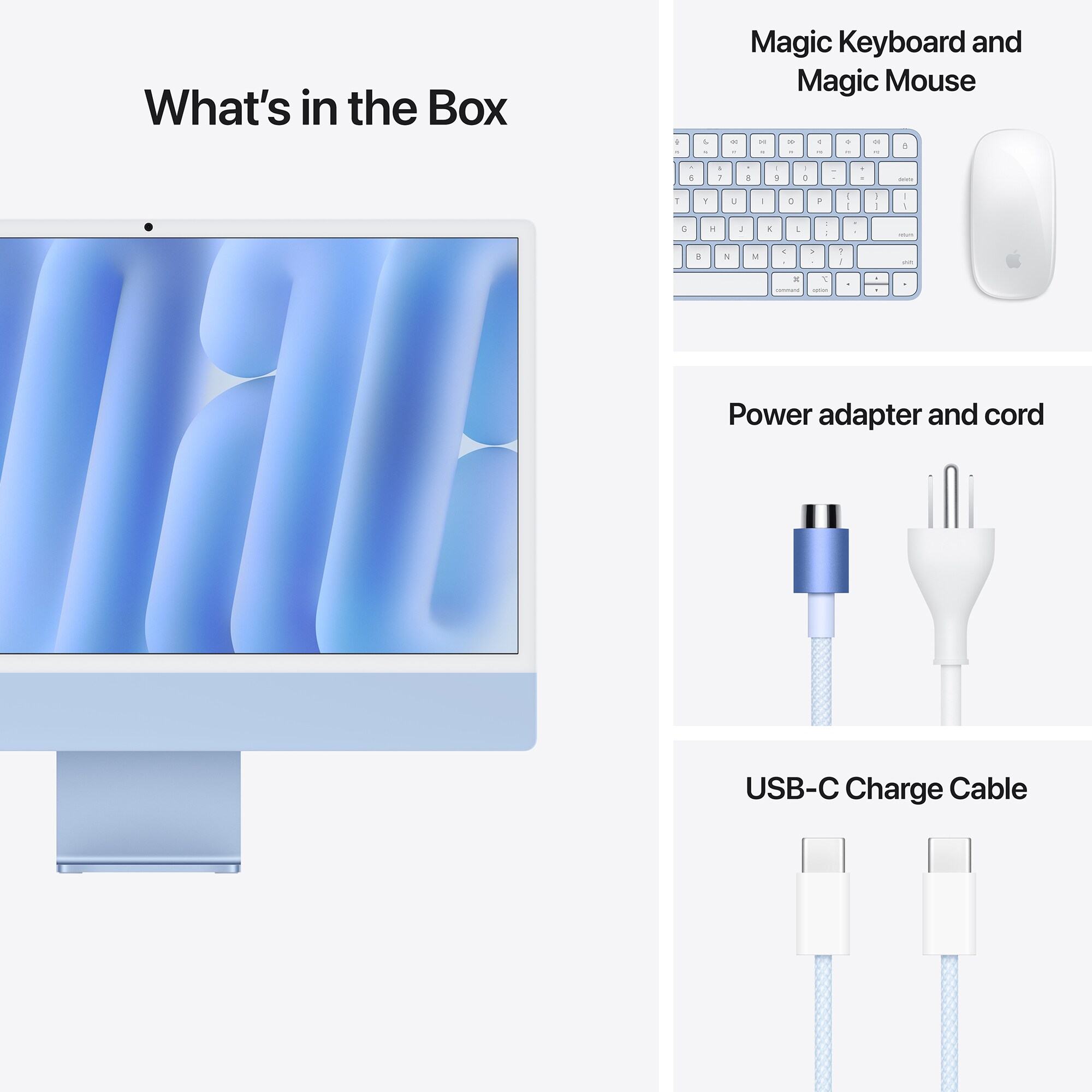 Apple iMac 24 in. (2024) with Apple M4 8-Core CPU, 8-Core GPU, 16 GB RAM, 256 GB SSD & Mac OS - Blue, Blue, hires