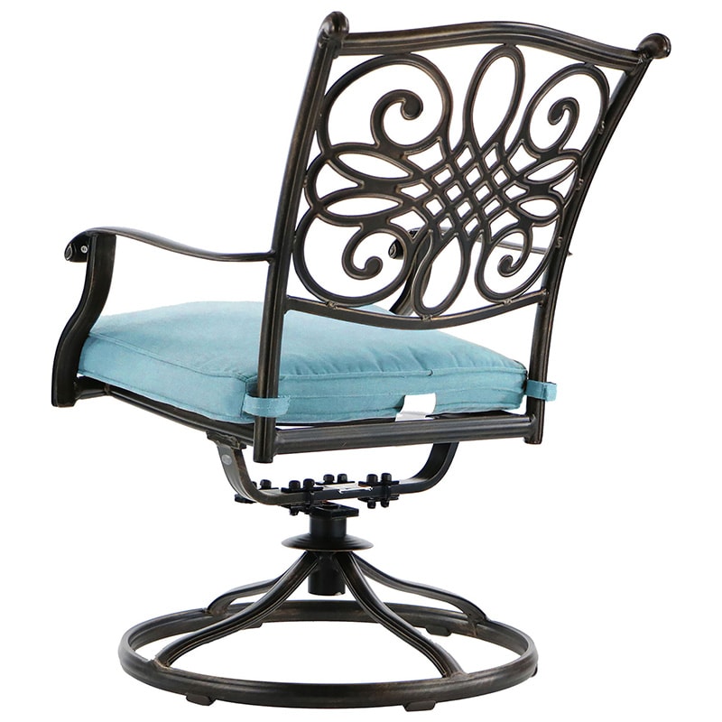 Hanover Traditions 11 - Piece Dining Set with Swivel Rockers - Blue, , hires