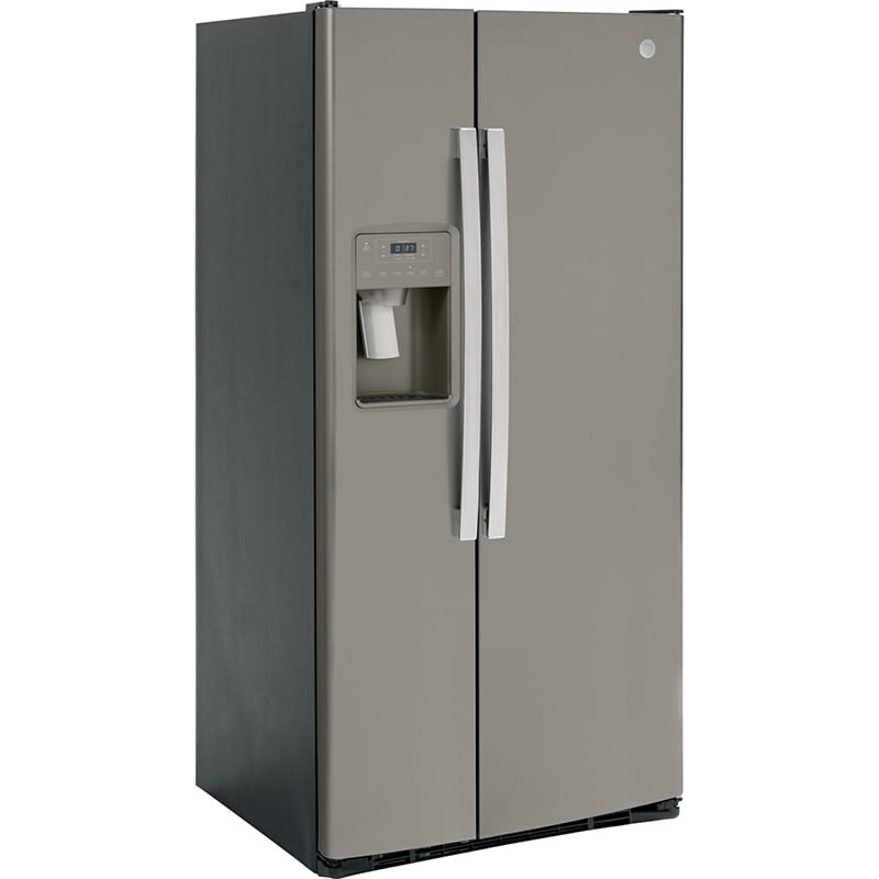 GE 33 in. 23 cu. ft. Side by Side Refrigerator with Ice & Water Dispenser - Fingerprint Resistant Slate, , hires