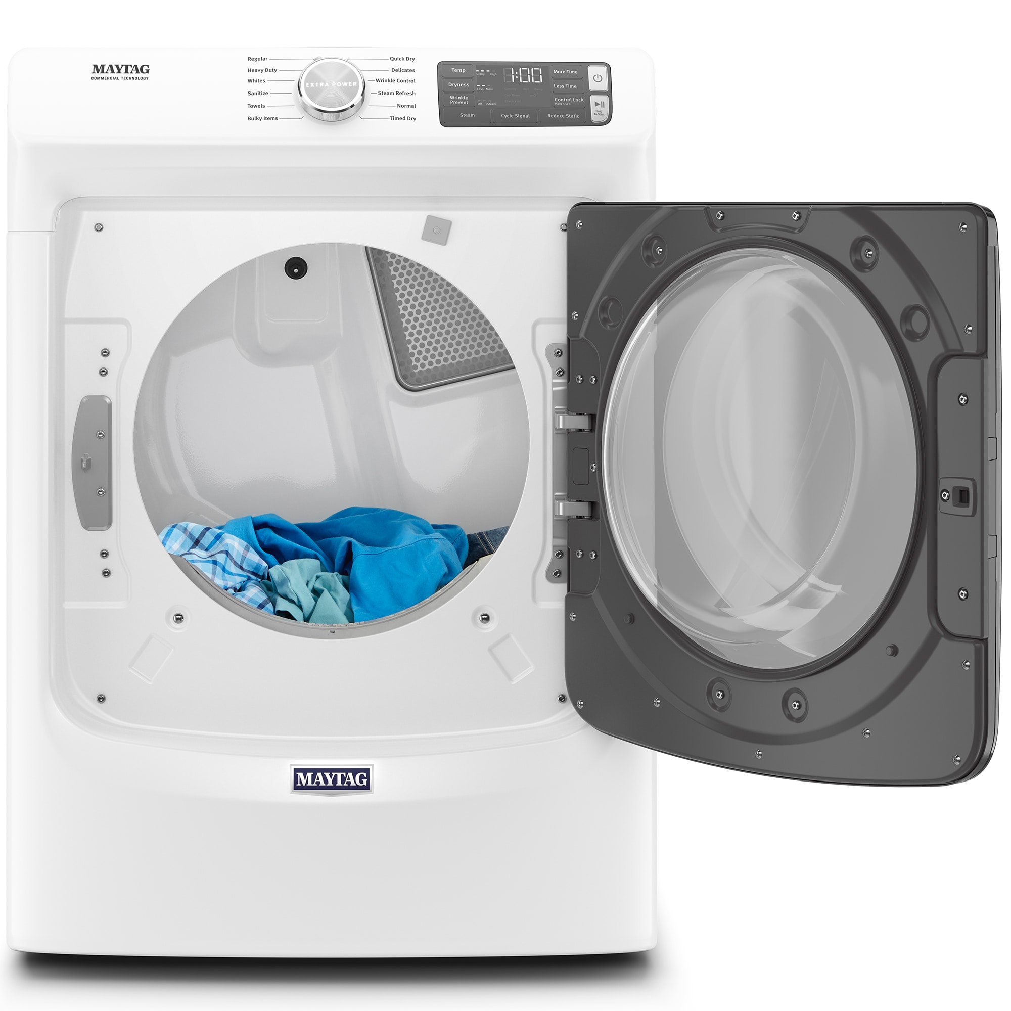 Maytag 27 in. 7.3 cu. ft. Stackable Gas Dryer with Extra Power, Sanitize, Steam & Quick Dry Cycle - White, White, hires