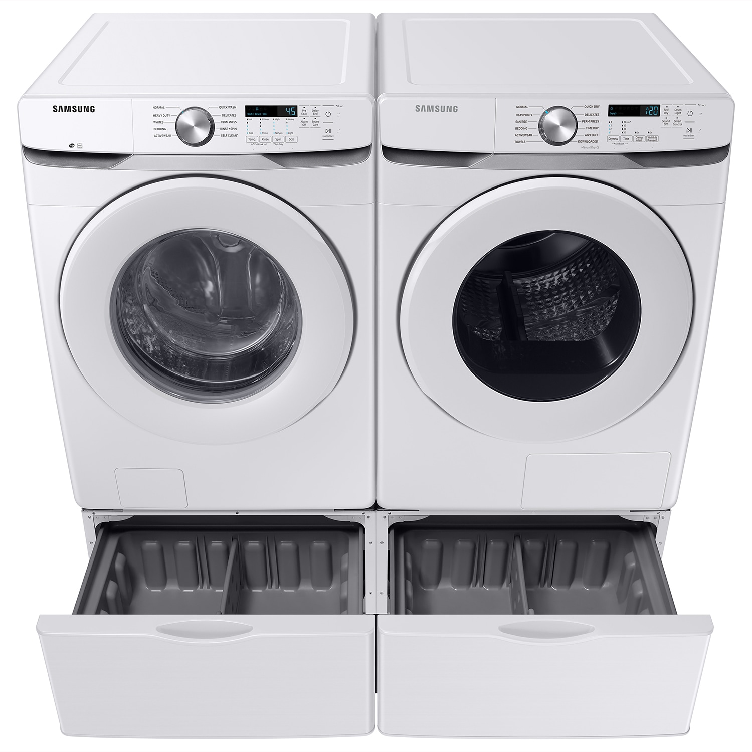 Samsung 27 in. 7.5 cu. ft. Smart Stackable Ventless Electric Dryer with Heat Pump, Sensor Dry & Sanitize Cycle - White, , hires