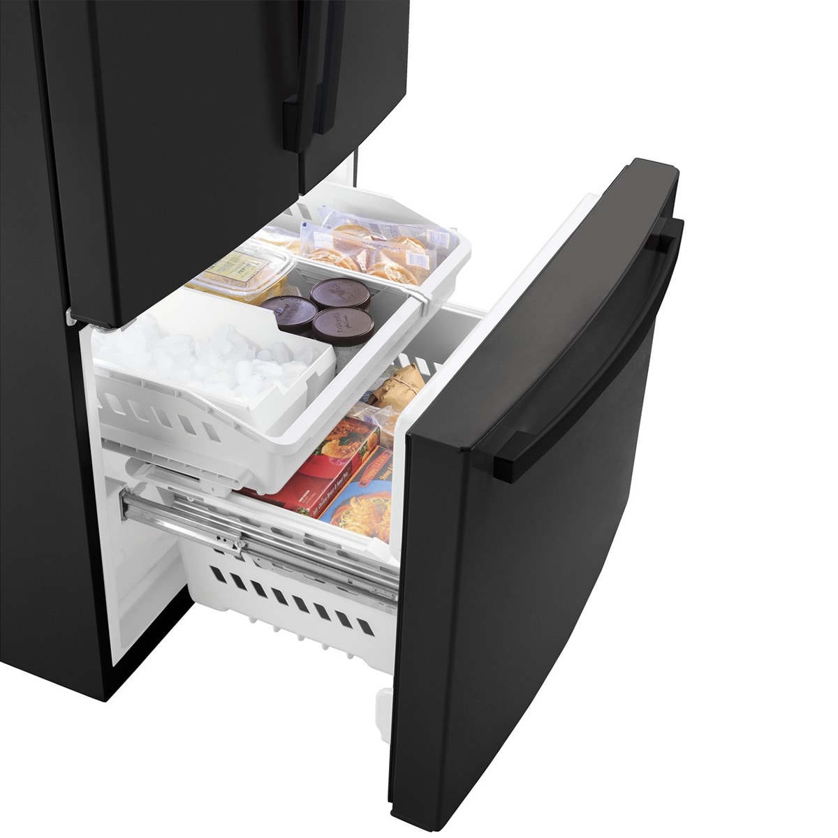 GE 33 in. 24.7 cu. ft. French Door Refrigerator with Internal Water Dispenser - Black on Black, Black on Black, hires