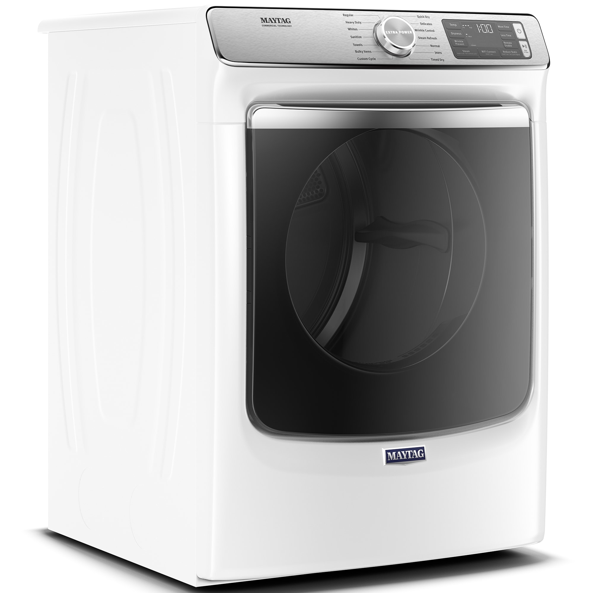 Maytag 27 in. 7.3 cu. ft. Smart Stackable Electric Dryer with Extra Power Button, Industry-Exclusive Extra Moisture Sensor, Sanitize & Steam Cycle - White, White, hires