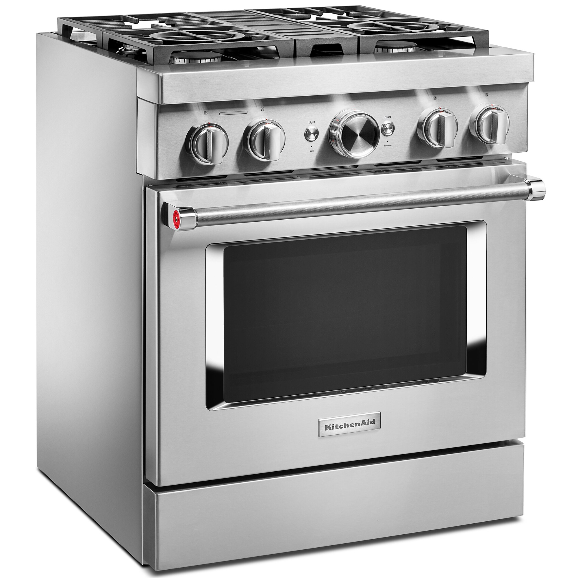 KitchenAid 30 in. 4.1 cu. ft. Smart True European Convection Dual Fuel Range with 4 Sealed Burners - Stainless Steel, , hires