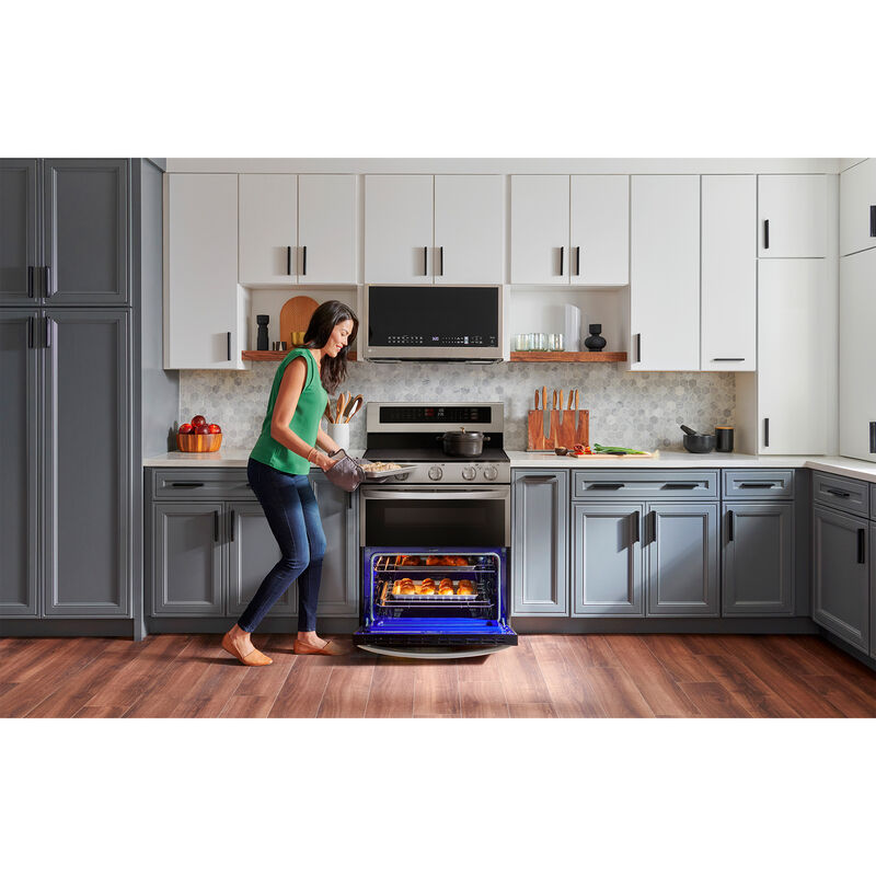 LG 30 in. 7.3 cu. ft. Smart Air Fry True European Convection Double Oven Electric Range with Radiant Burners - Stainless Steel, , hires