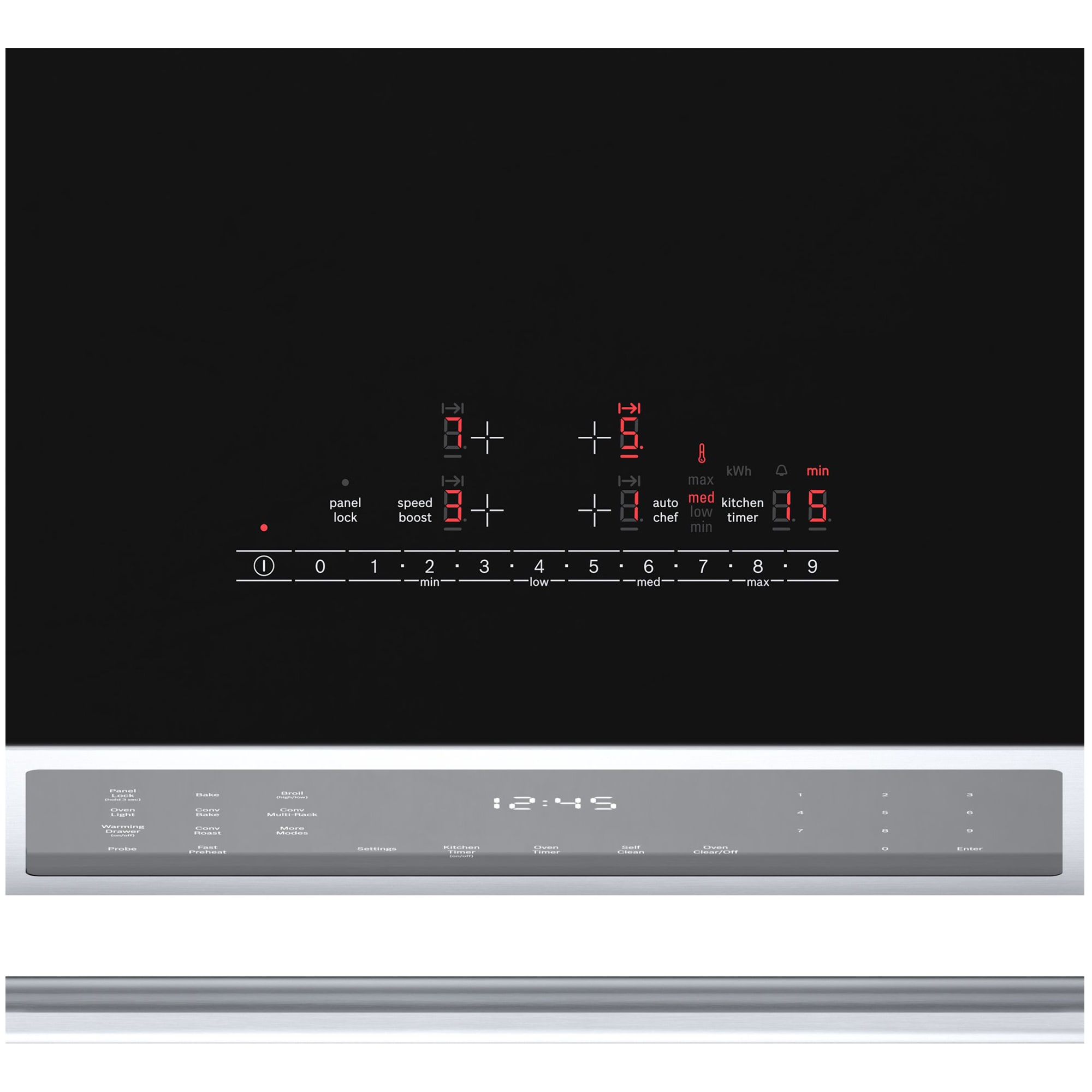 Bosch 800 Series 30 in. 4.6 cu. ft. True European Convection Slide-In Electric Range with 4 Induction Burners - Stainless Steel, , hires