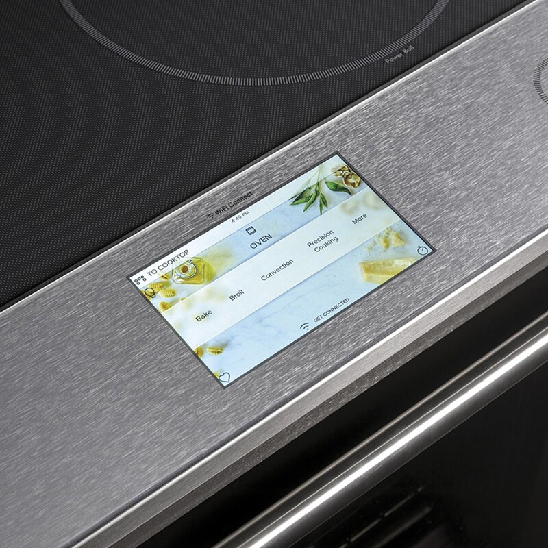 Cafe 30 in. 5.3 cu. ft. Smart Air Fry True European Convection Slide-In Electric Range with 5 Induction Burners - Platinum Glass, Platinum Glass, hires