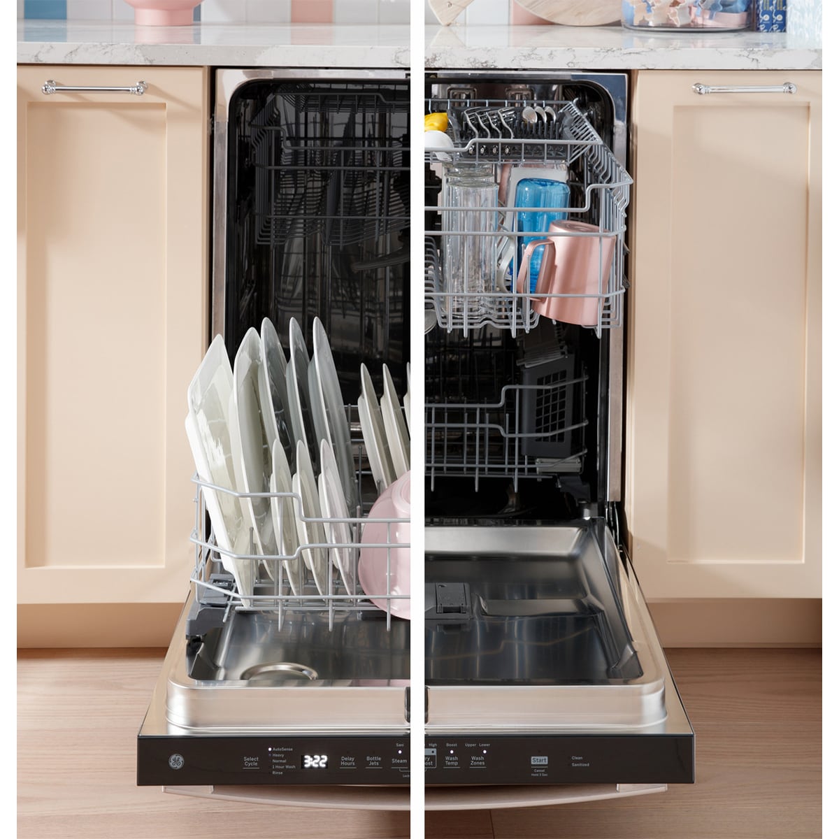 GE 24 in. Top Control Flush-Mount Dishwasher with 47 dBa Sound Level, 3rd-Rack & Dry Boost - Fingerprint Resistant Stainless, Fingerprint Resistant Stainless, hires