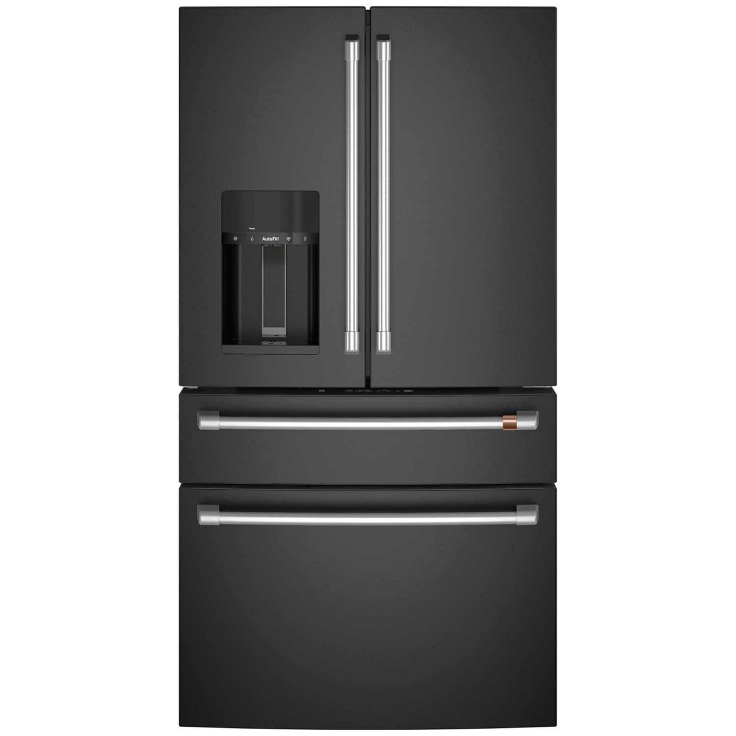 Cafe 36 in. 22.3 cu. ft. Smart Counter Depth 4-Door French Door Refrigerator with Ice & Water Dispenser - Matte Black, Matte Black, hires
