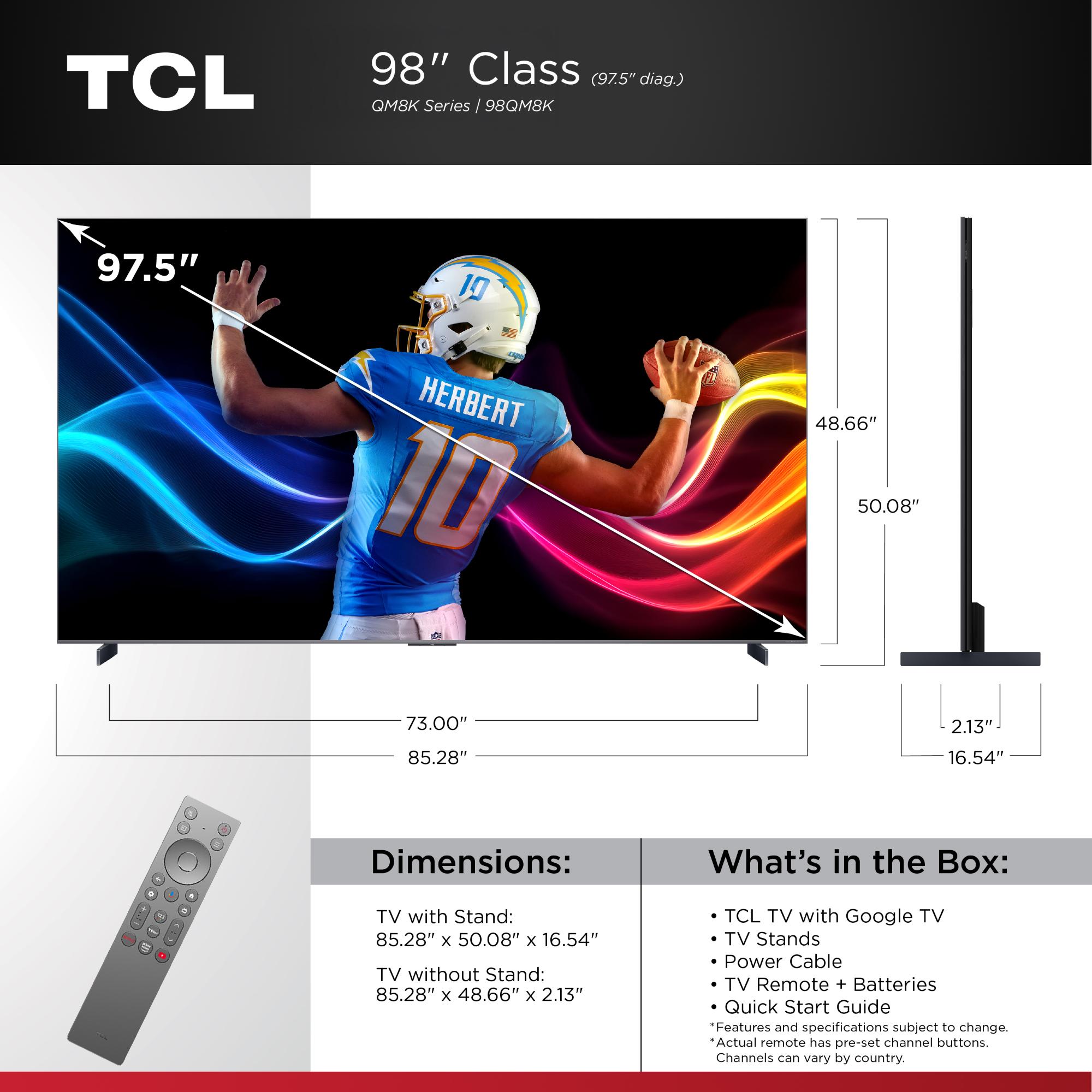 TCL - 98" Class QM8K Series QD-Mini LED 4K UHD Smart Google TV, , hires