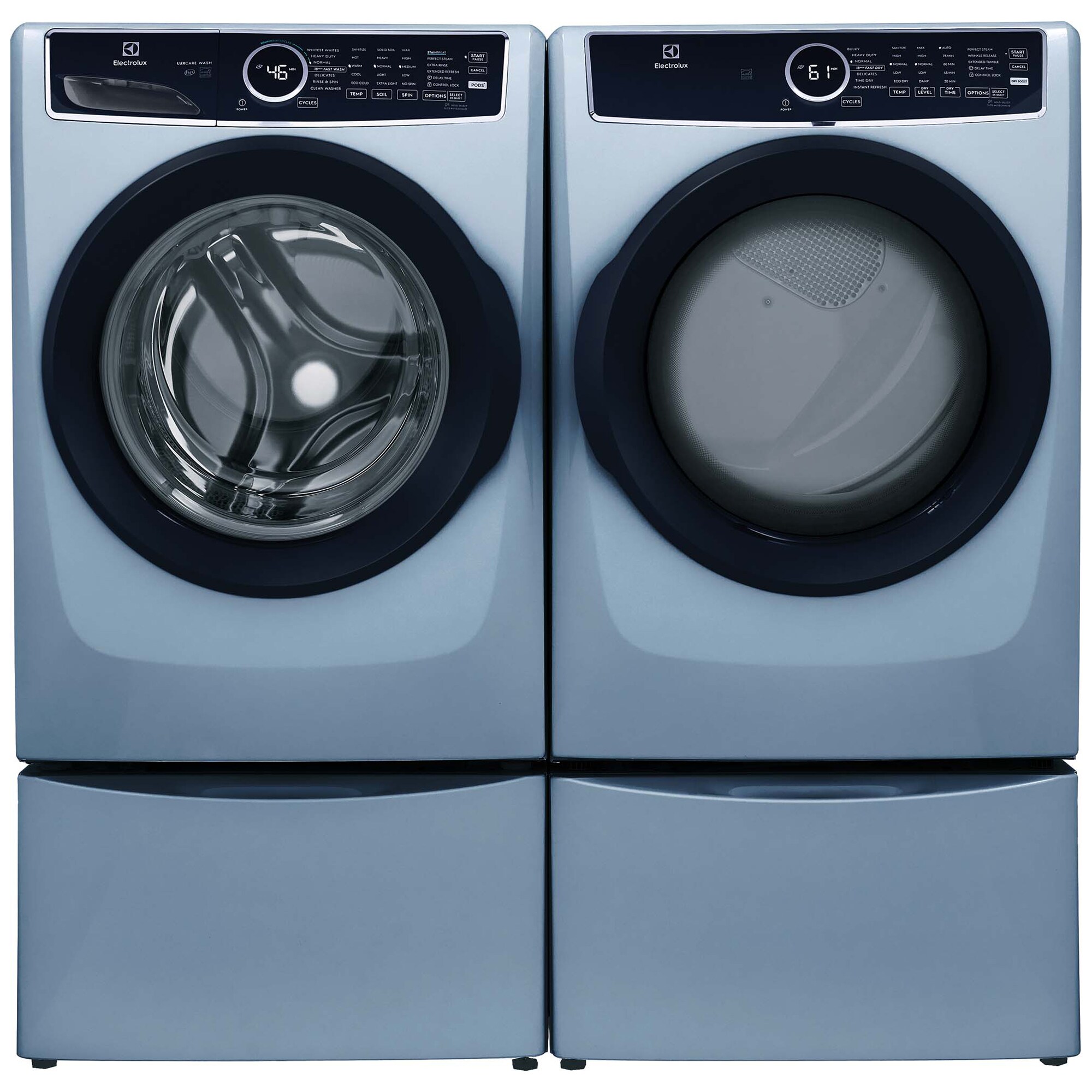 Electrolux 400 Series 27 in. 8.0 cu. ft. Stackable Electric Dryer with Luxury-Quiet Sound System, Sanitize Cycle, Steam Cycle & Sensor Dry - Glacier Blue, Glacier Blue, hires