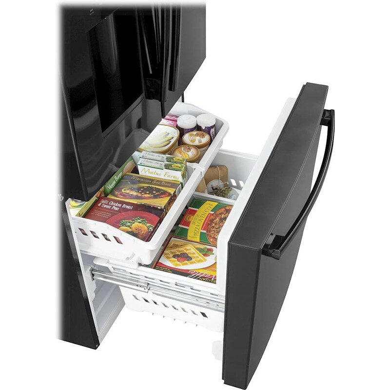 GE 36 in. 25.6 cu. ft. French Door Refrigerator with Ice & Water Dispenser - Black, Black, hires