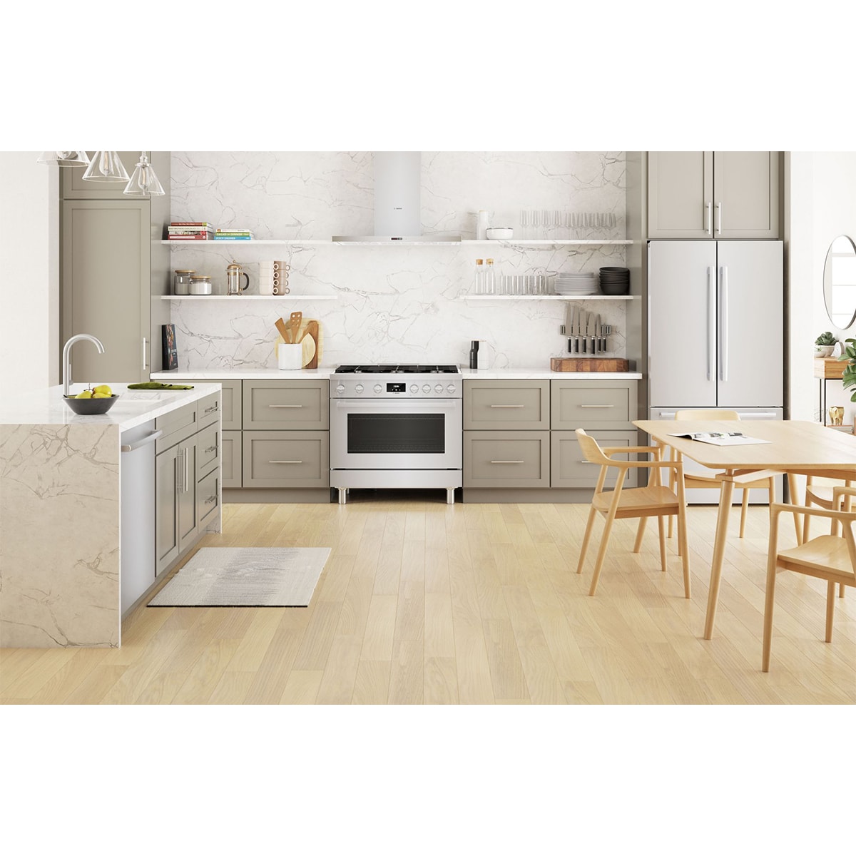 Bosch 800 Series 36 in. 3.7 cu. ft. True European Convection Dual Fuel Range with 6 Sealed Burners - Stainless Steel, , hires