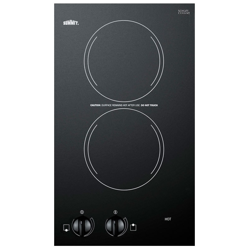 Summit 12 in. 2-Burner Electric Cooktop - Black, , hires
