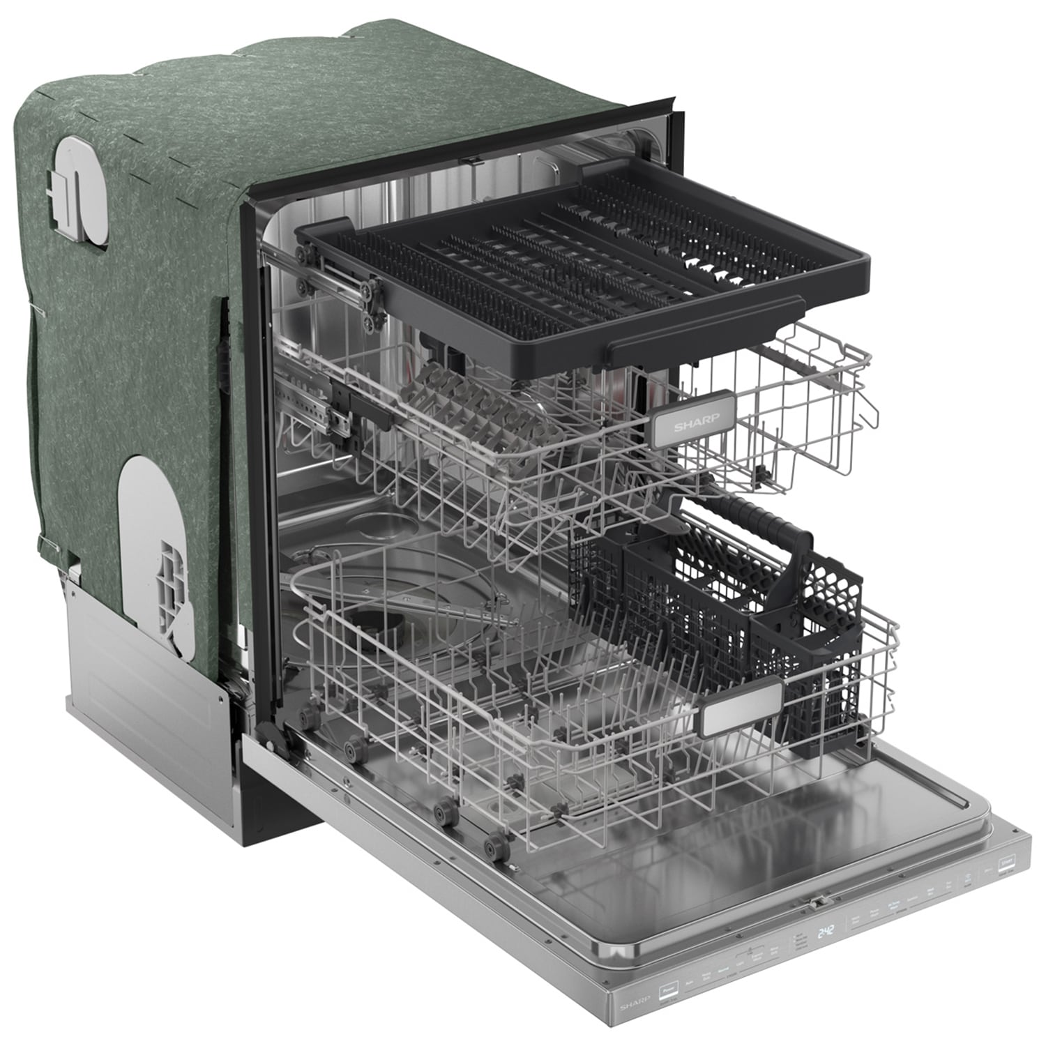 Sharp 24 in. Top Control Smart Dishwasher with 42 dBa Sound Level & 3rd-Rack - Stainless Steel, , hires