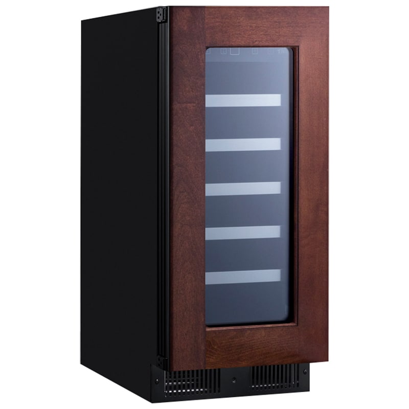 Summit 15 in. Undercounter Wine Cooler with Wood Racks, Single Temperature Zone & 23-Bottle Capacity - Custom Panel Ready, , hires