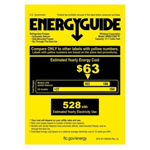 Whirlpool 33 in. 21.7 cu. ft. Side by Side Refrigerator - White, White, hires