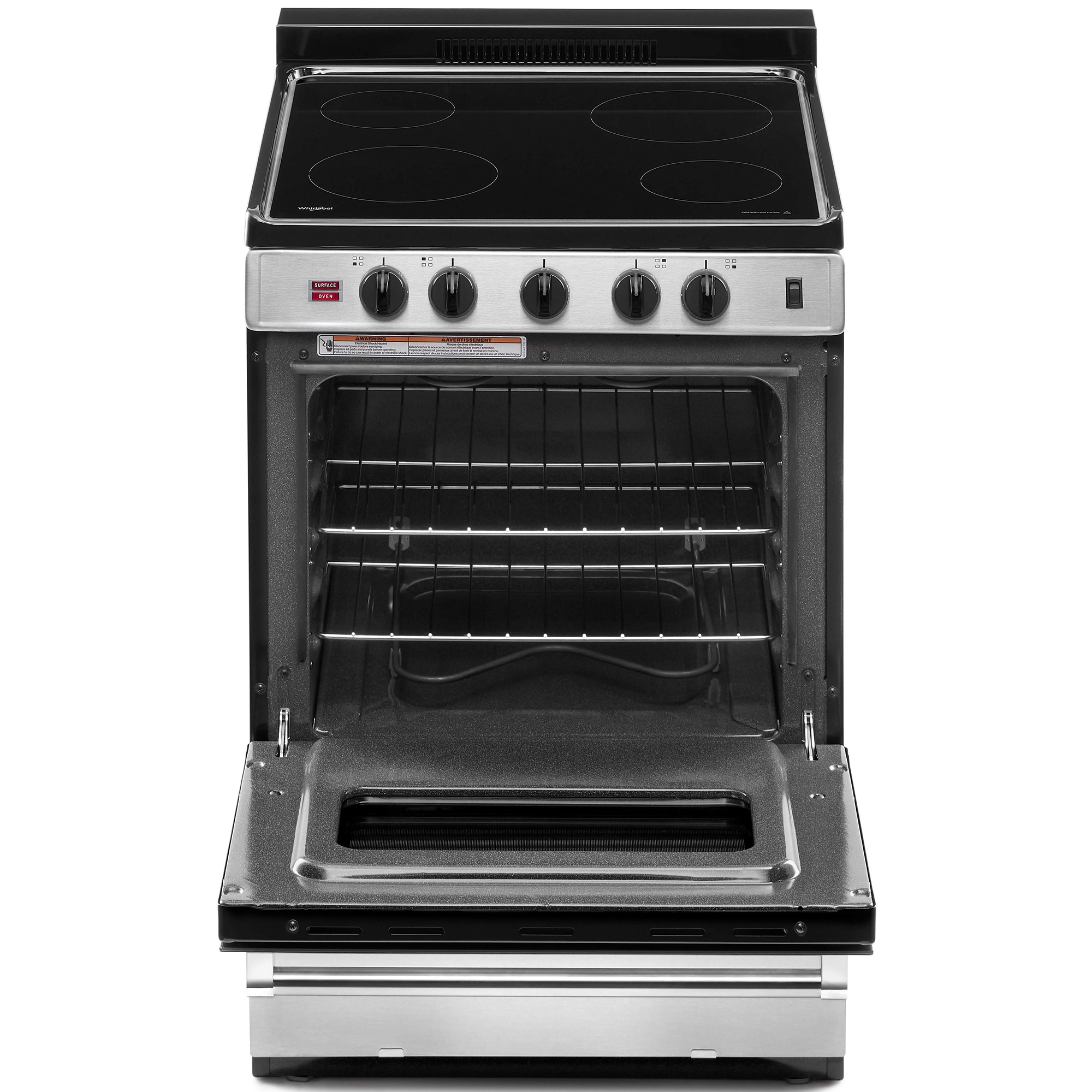 Whirlpool 24 in. 2.9 cu. ft. Electric Range with Radiant Burners - Stainless Steel, , hires
