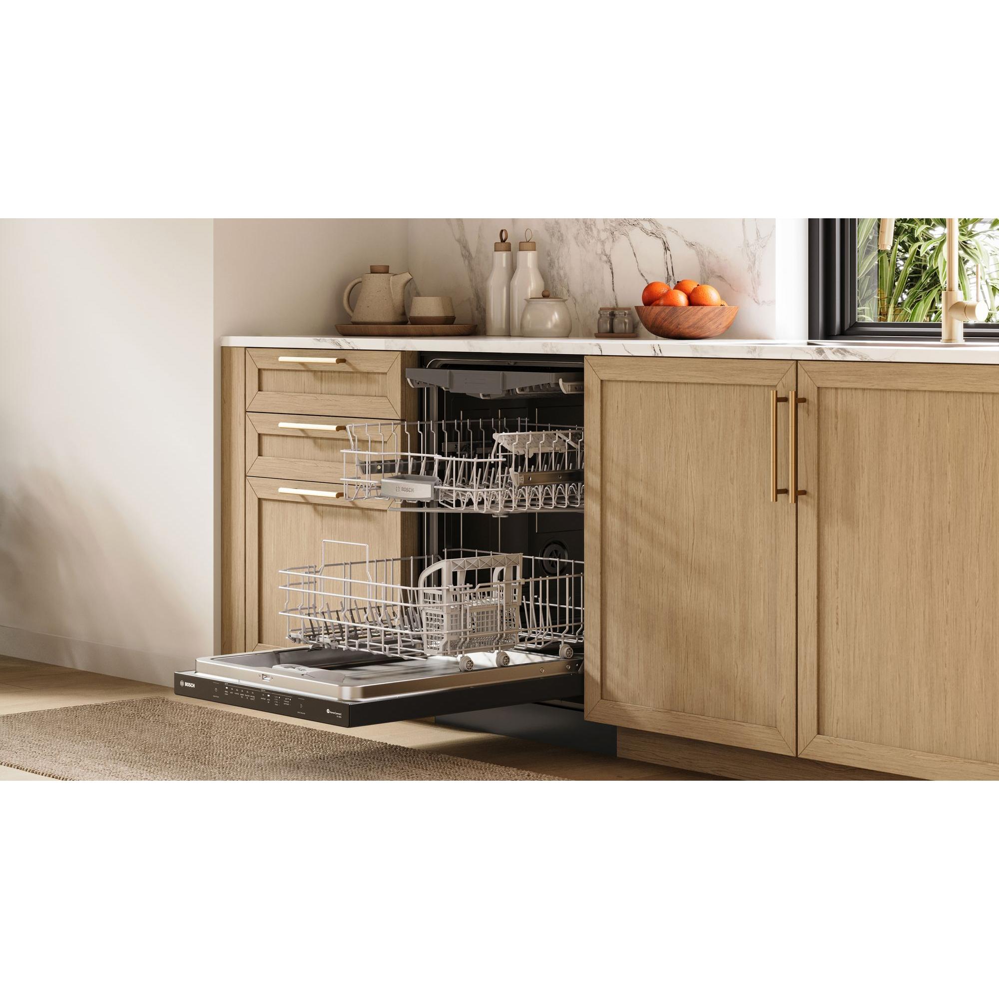 Bosch 500 Series 24 in. Top Control Smart Dishwasher with 44 dBA Sound Level, 3rd Rack, AutoAir & Pocket Handle - Black, , hires