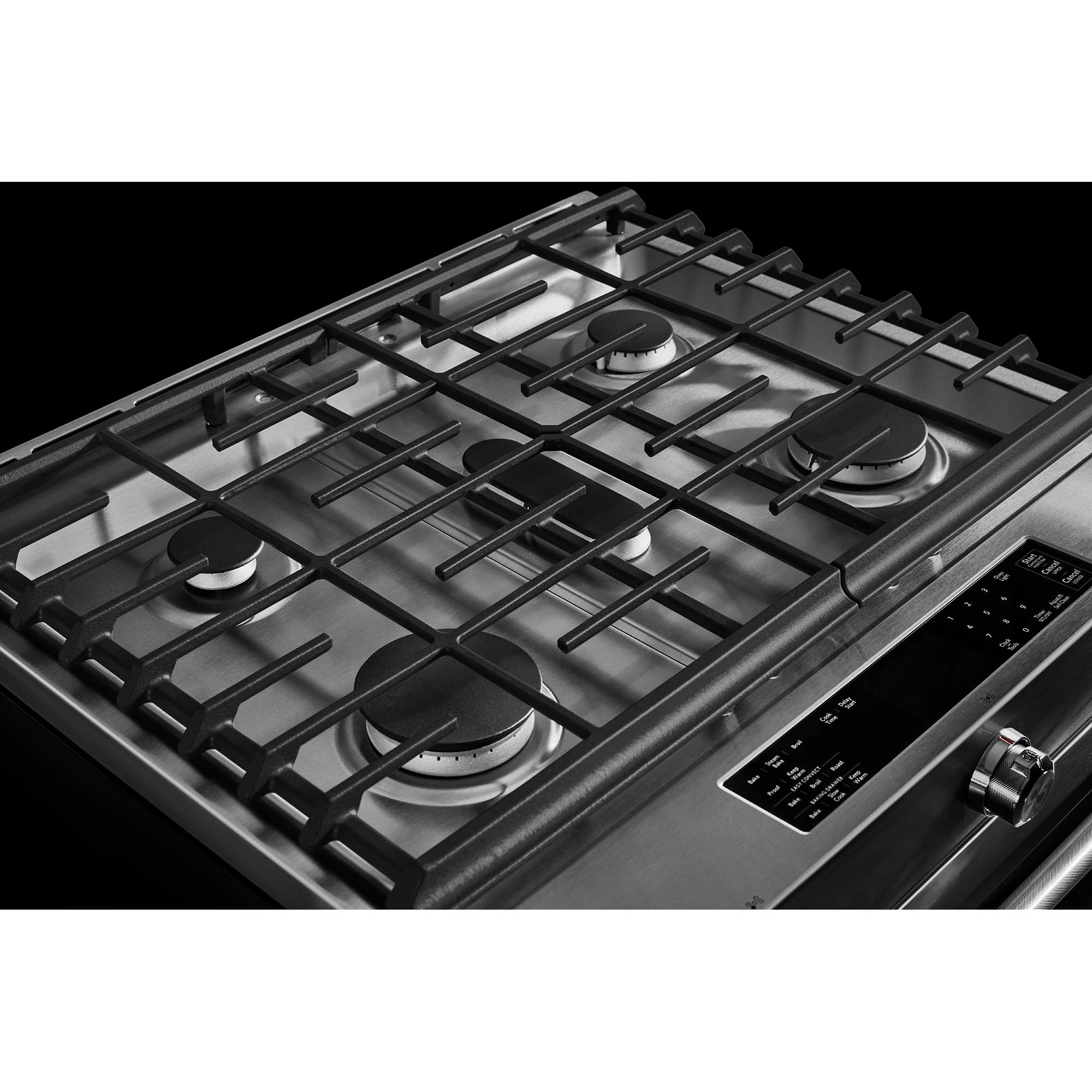 KitchenAid 30 in. 6.5 cu. ft. True European Convection Slide-In Gas Range with 5 Sealed Burners & Griddle - Stainless Steel, , hires