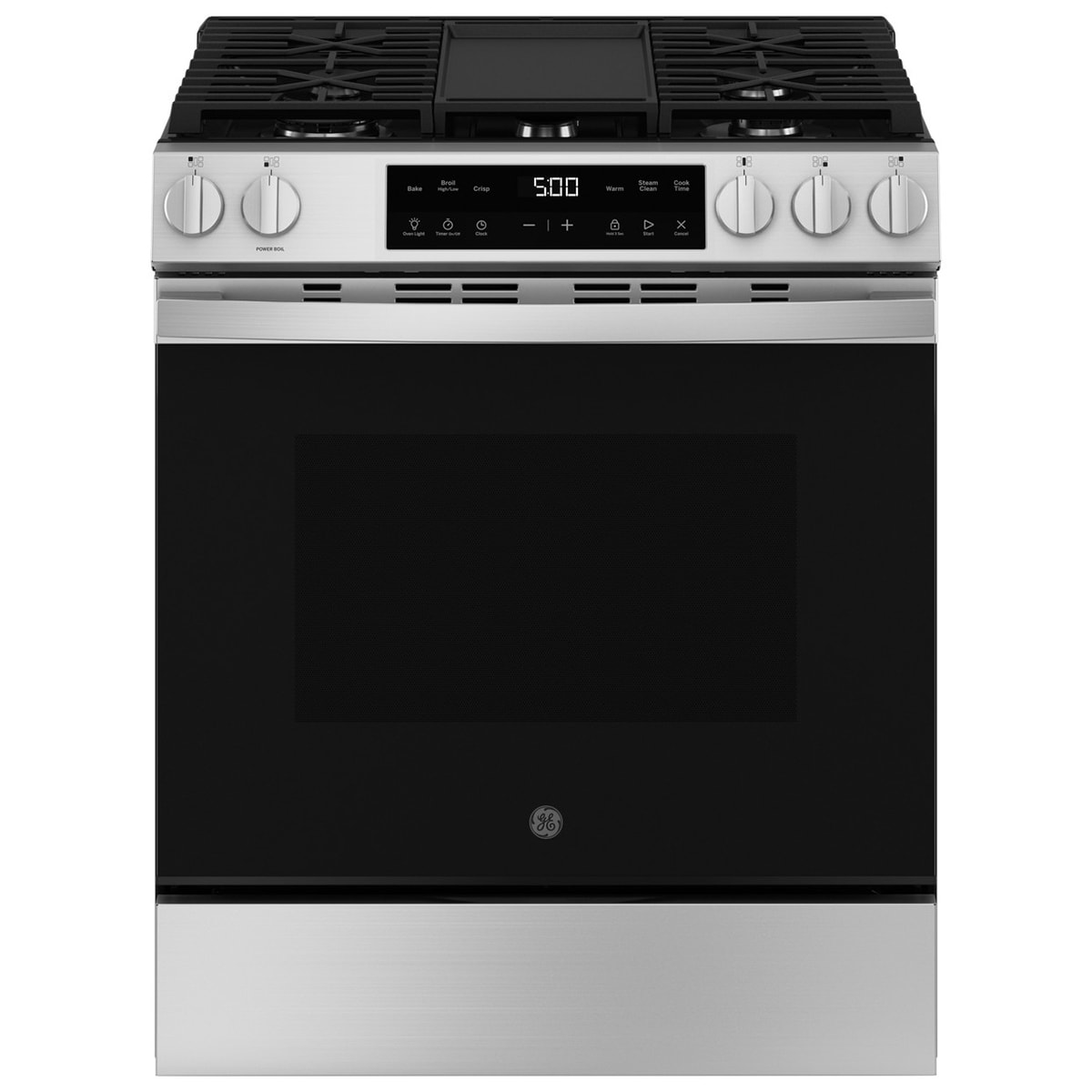 GE 500 Series 30 in. 5.3 cu. ft. Slide-In Gas Range with 5 Sealed Burners & Griddle - Stainless Steel, , hires