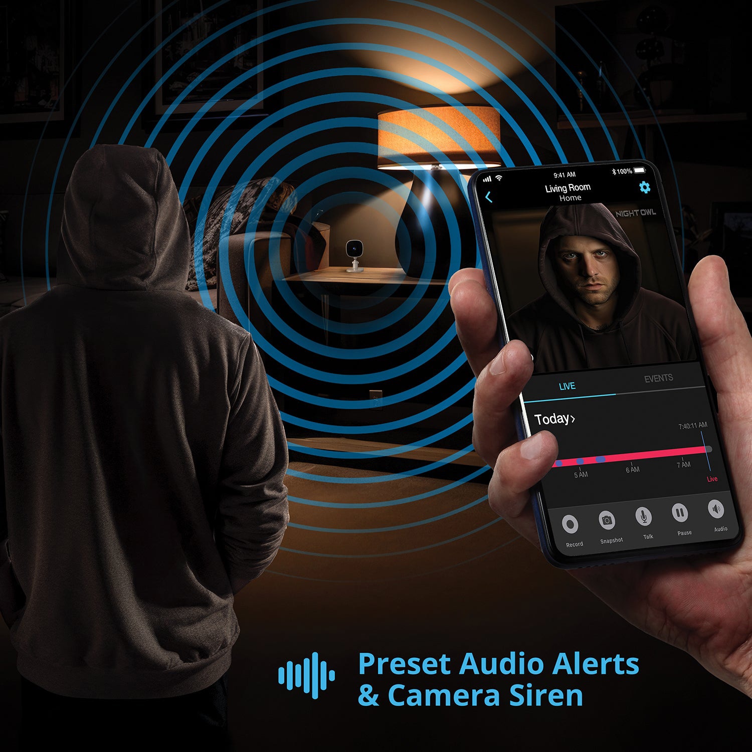 Night Owl - Indoor Wi-Fi IP Plug In 1080p Deterrence Camera with 2-Way Audio - White, , hires