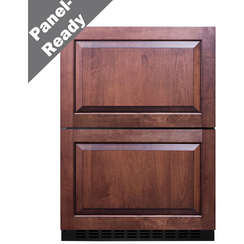 Summit 24 in. 3.3 cu. ft. Outdoor Double Refrigerator & Freezer Drawer - Custom Panel Ready, , hires