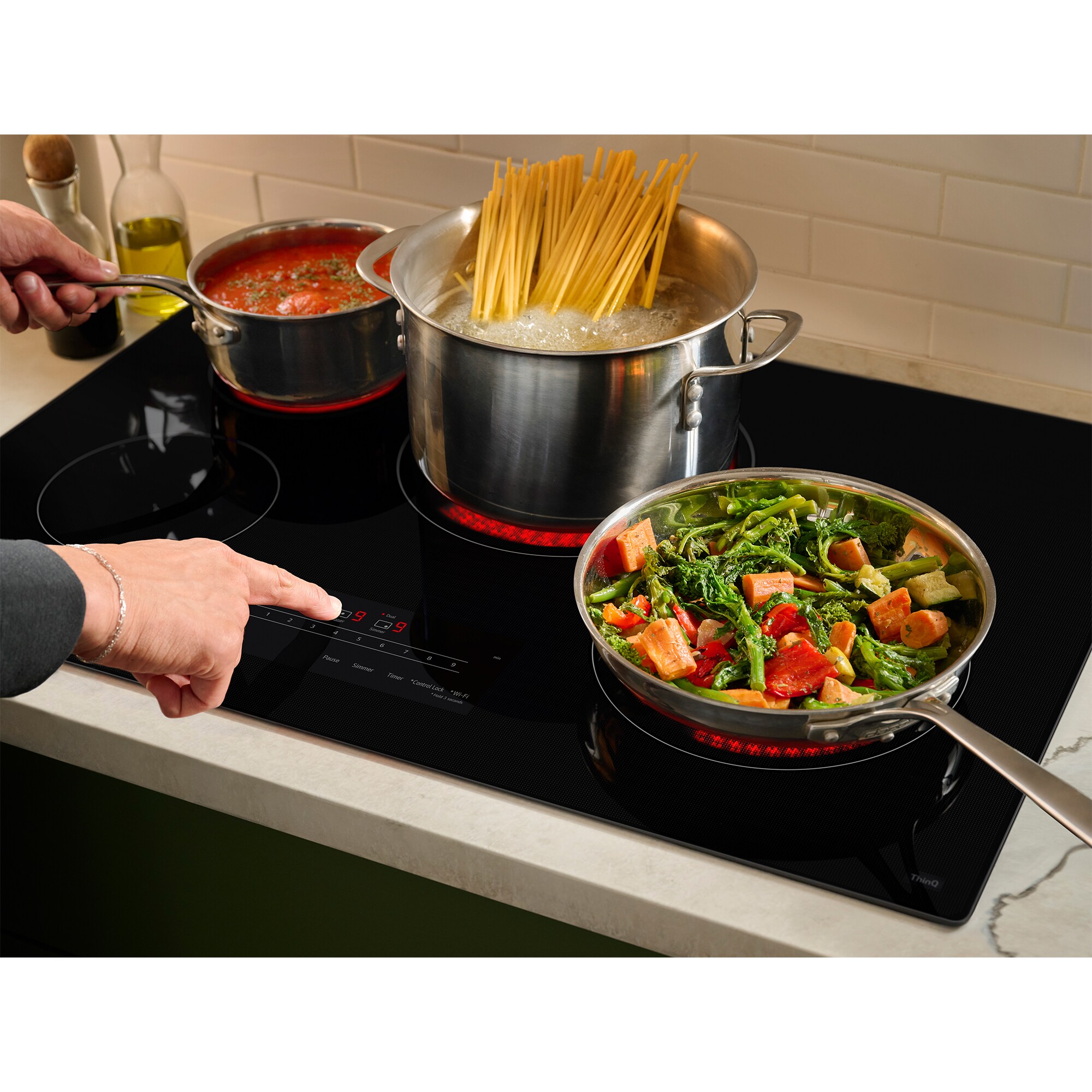 LG 30 in. 4-Burner Smart Electric Cooktop with Simmer Burner - Black, , hires