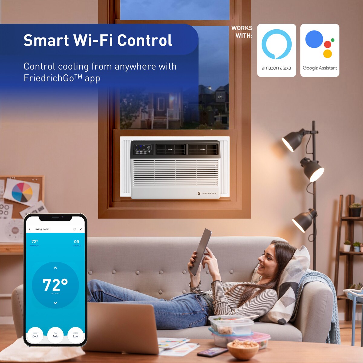 Friedrich Chill Premier Series 12,000 BTU 115V Smart Window Air Conditioner with 3 Fan Speeds, Remote Control - White, , hires
