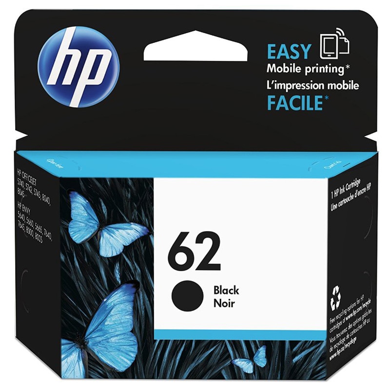 HP 62 Series Black Original Printer Ink Cartridge, , hires