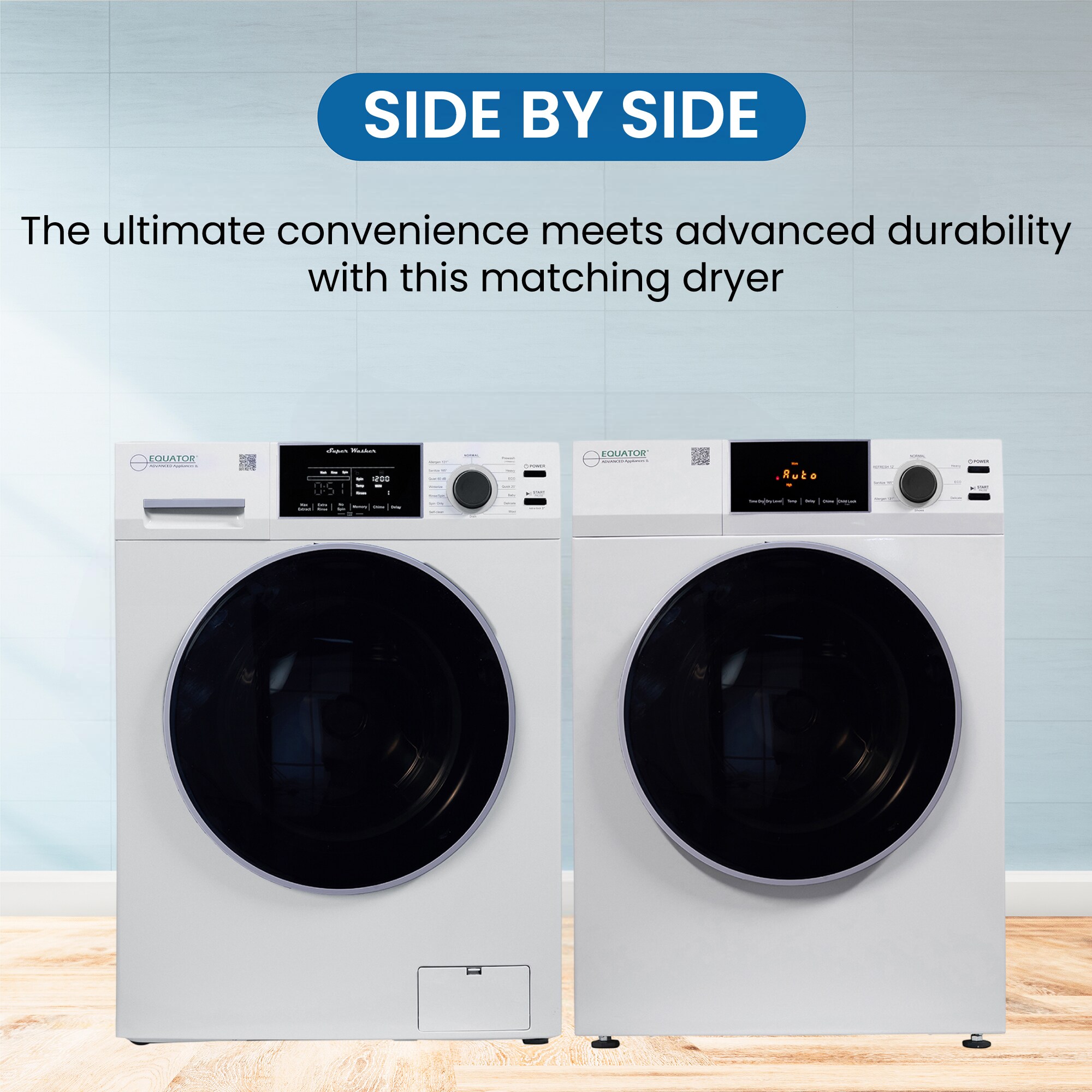 Equator 24 in. 1.9 cu. ft. Electric Front Load Laundry Center with Sanitize Cycle & Sensor Dry - White, , hires