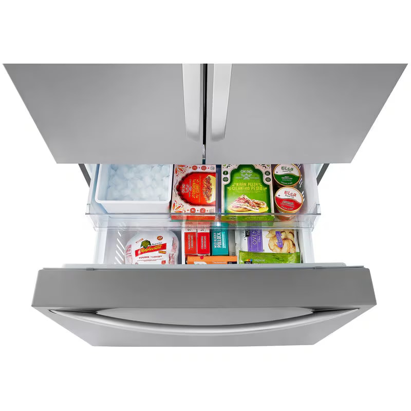 LG 36 in. 26.5 cu. ft. Smart Counter Depth French Door Refrigerator with Internal Water Dispenser - Stainless Steel, Stainless Steel, hires