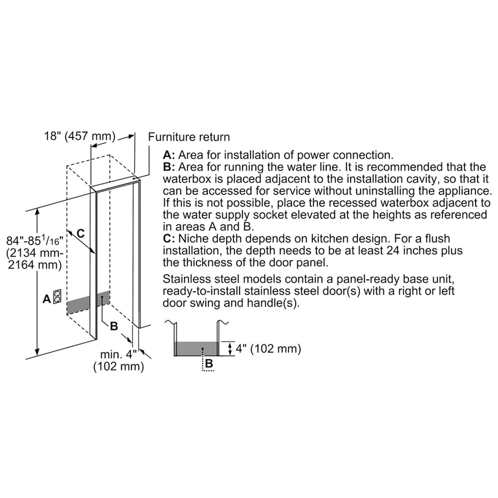 Bosch Benchmark Series 18 in. 8.6 cu. ft. Built-in Smart Double-Drawers Upright Freezer with Ice-Maker & Adjustable Shelves - Custom Panel Ready, , hires