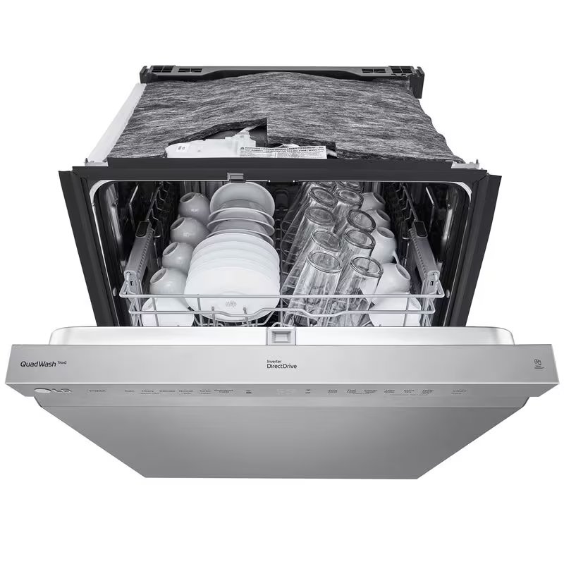 LG 24 in. Front Control Smart Dishwasher with 48 dBa Sound Level & Pocket - Stainless Steel, , hires