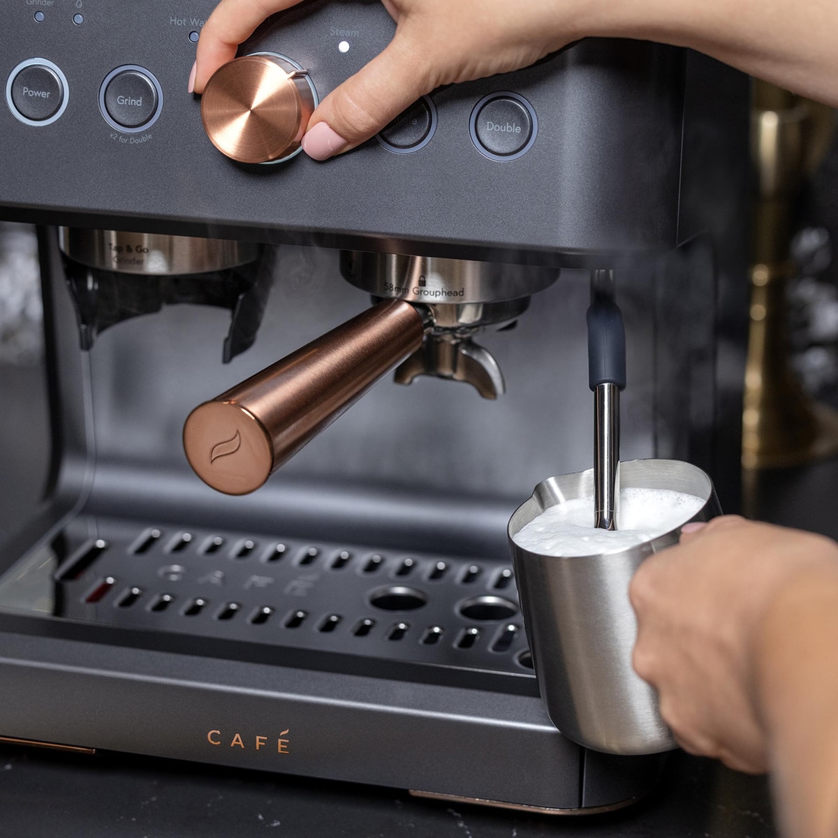 Cafe Bellissimo SemiAutomatic Espresso Machine + Frother Matte Black