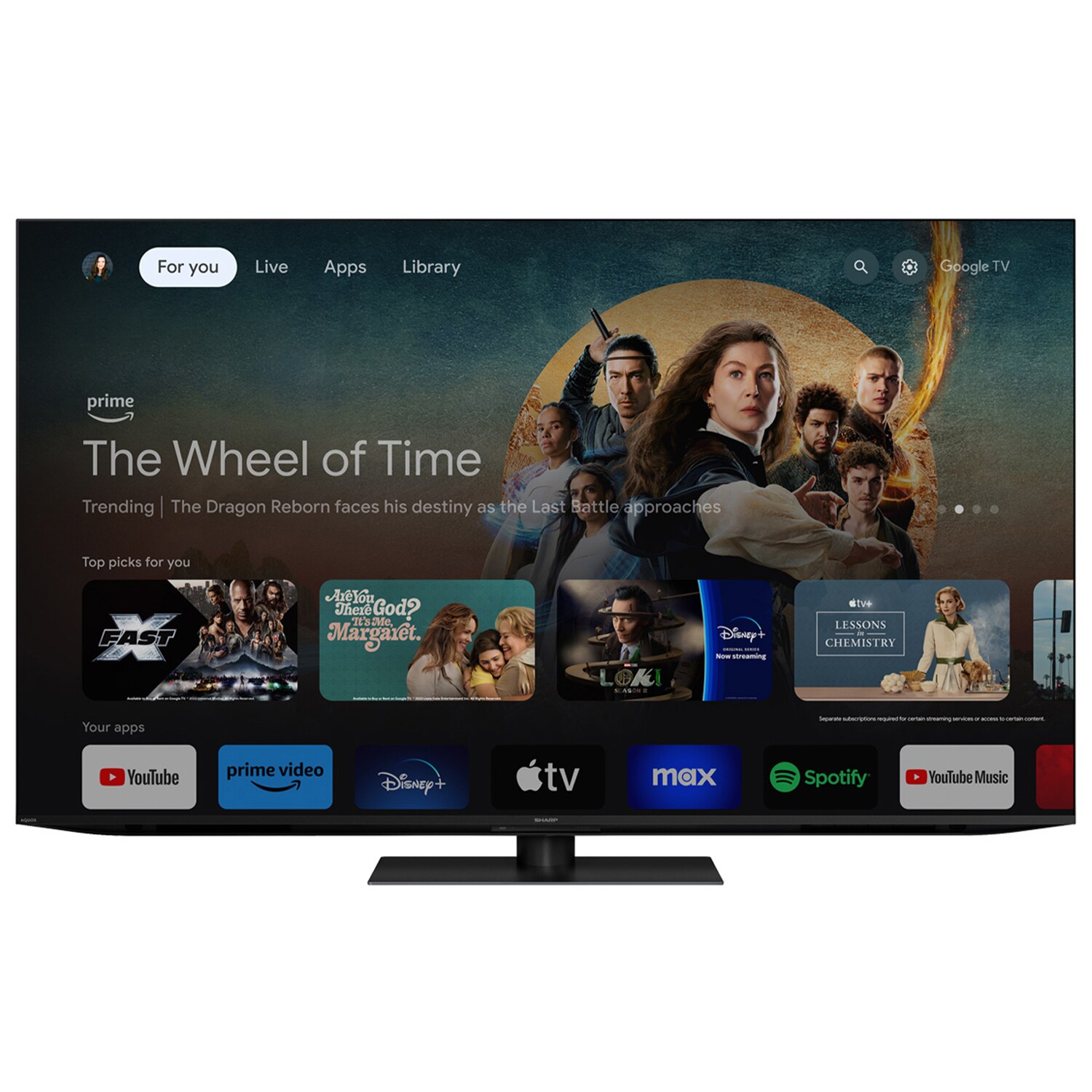 Sharp 65" Class AQUOS XLED Mini LED 4K UHD Smart Google TV, , hires