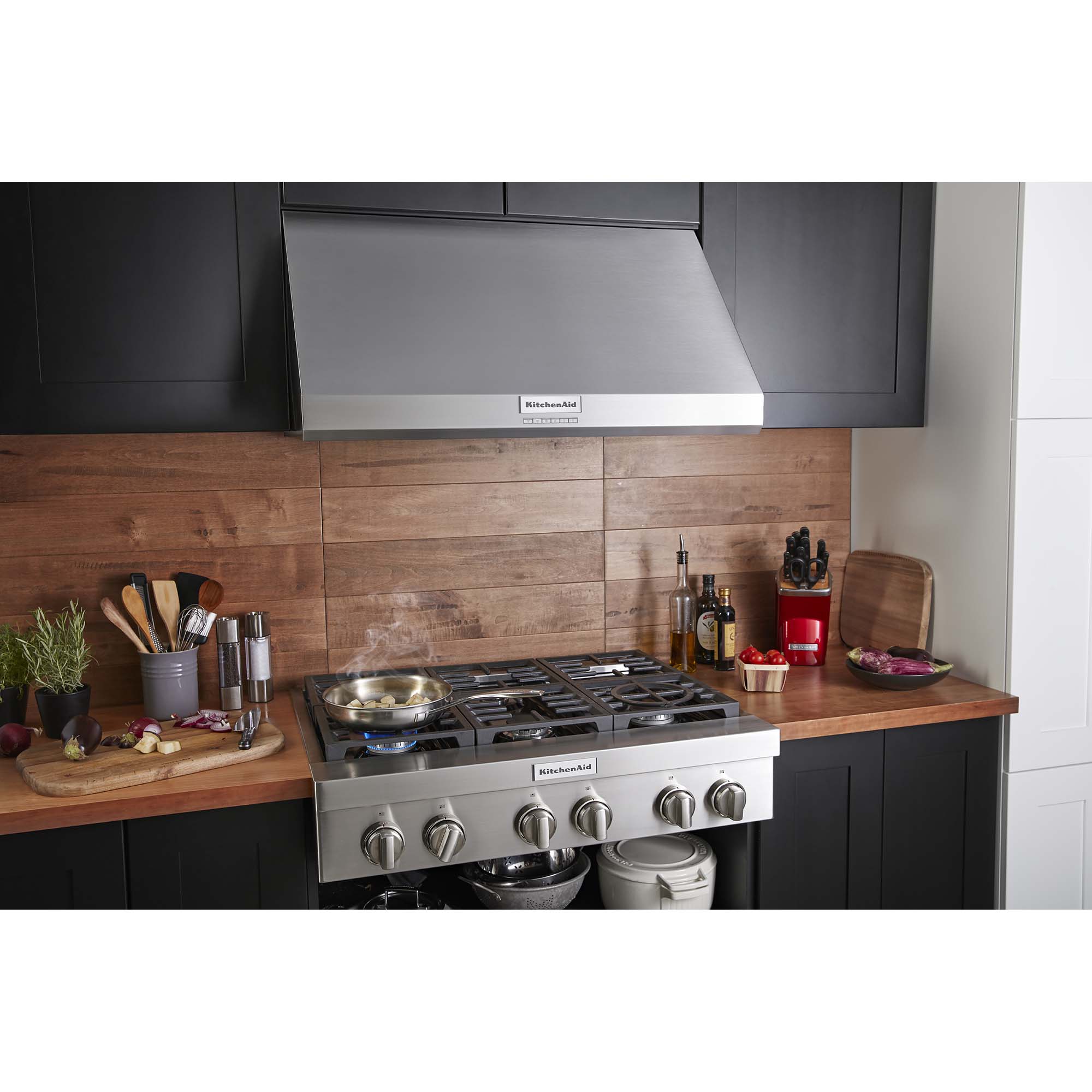 KitchenAid 36 in. 6-Burner Natural Gas Rangetop with Simmer Burner & Power Burner - Stainless Steel, , hires