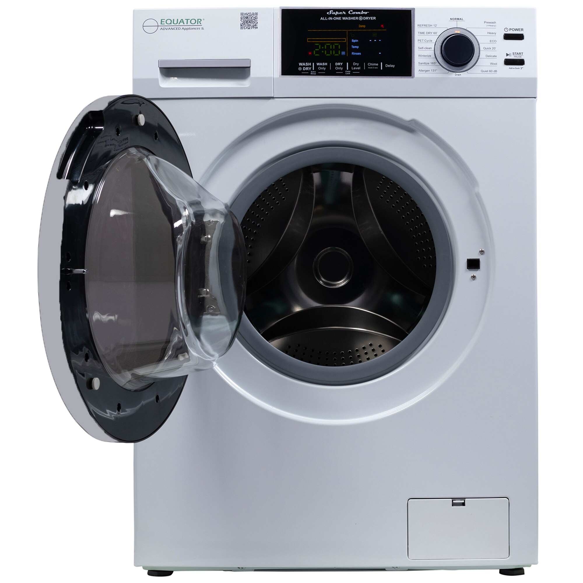 Equator 24 in. 1.6 cu. ft. Electric Front Load Ventless All-in-One Laundry Center with Sanitize Cycle & Sensor Dry - White, White, hires