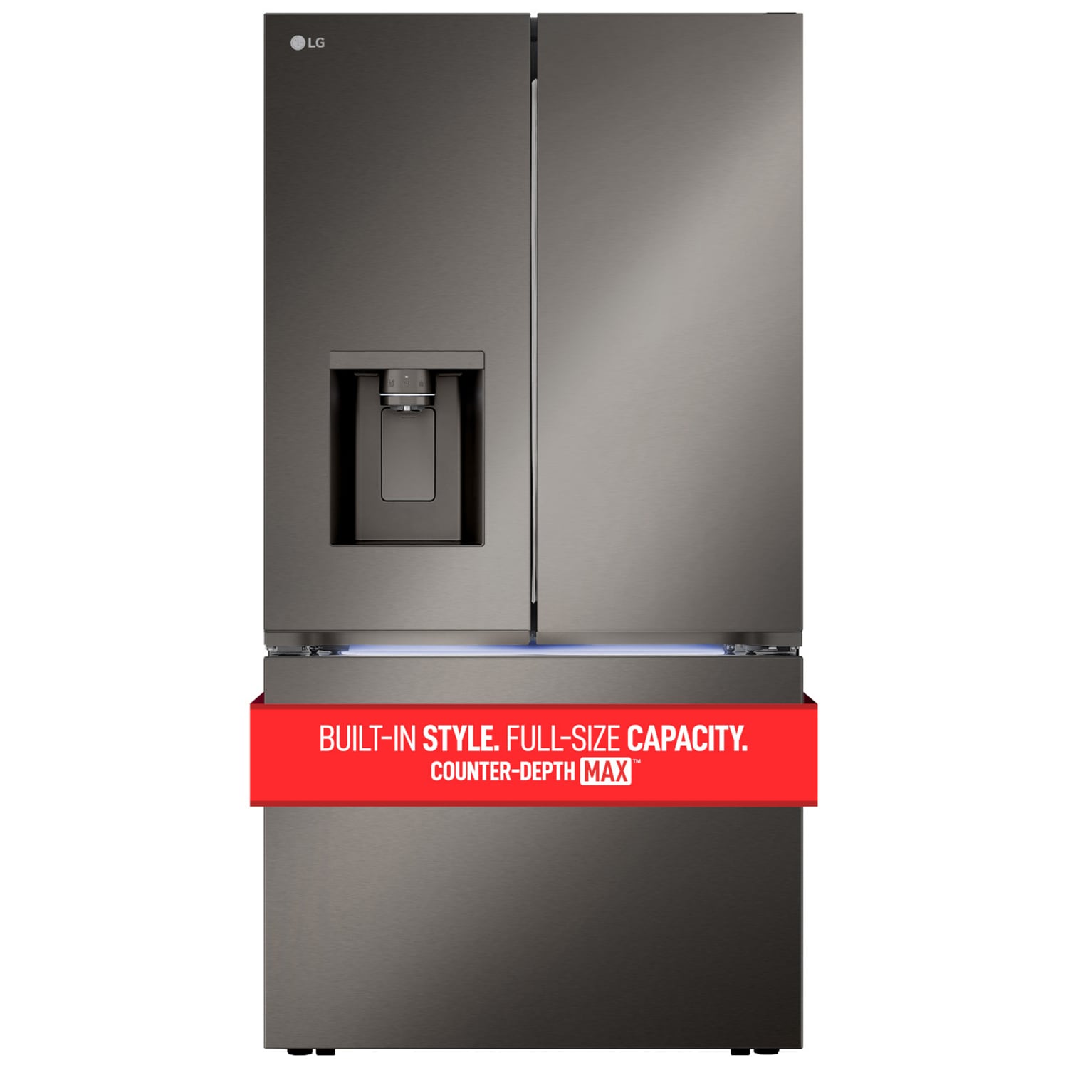 LG 36 in. 25.5 cu. ft. Smart Counter Depth French Door Refrigerator with Ice & Water Dispenser - PrintProof Black Stainless Steel, PrintProof Black Stainless Steel, hires