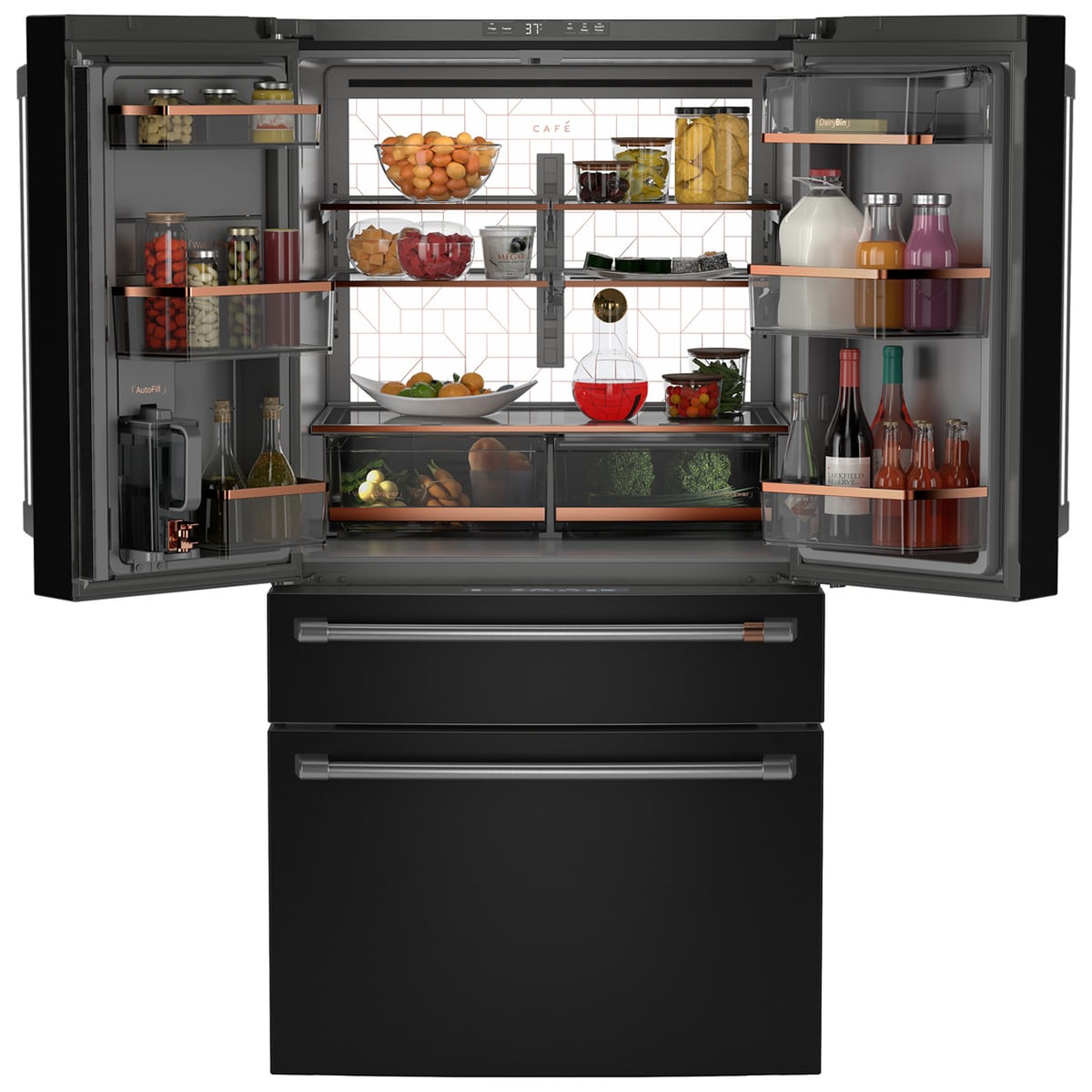 Cafe 36 in. 23.2 cu. ft. Smart Counter Depth 4-Door French Door Refrigerator with Internal Water AutoFill Pitcher - Matte Black, , hires