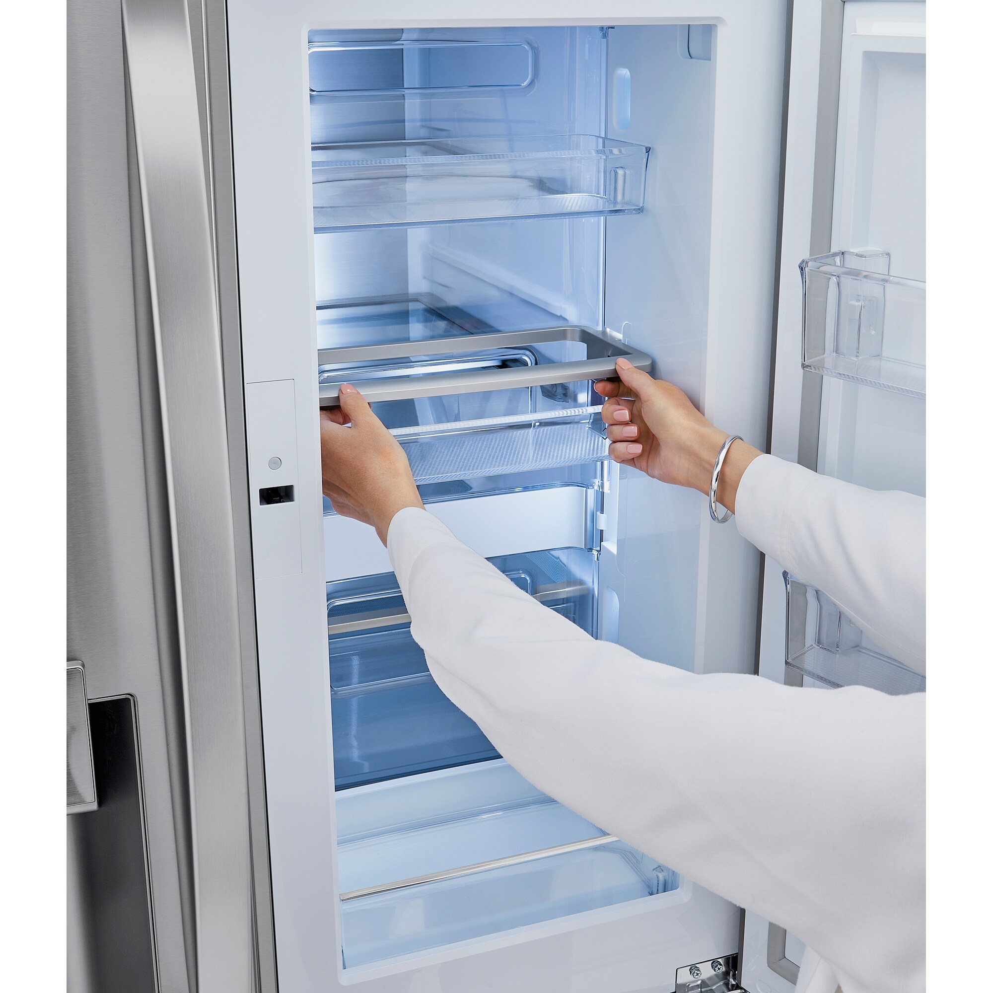 LG 36 in. 22.5 cu. ft. Smart Counter Depth 4-Door French Door Refrigerator with Ice & Water Dispenser - PrintProof Stainless Steel, PrintProof Stainless Steel, hires