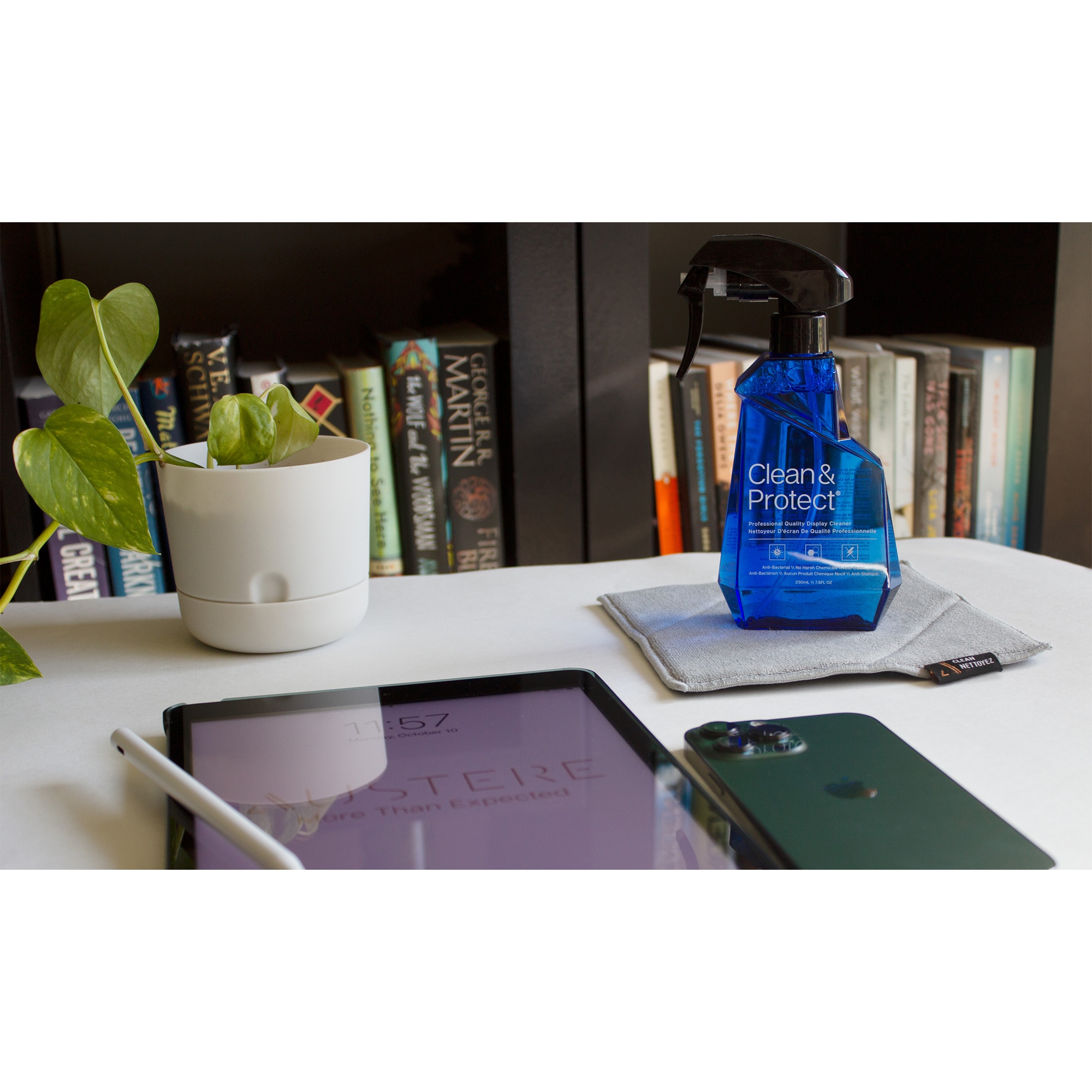 Austere Anti-Bacterial Clean & Protect with Easy-Trigger Pump and Dual-Textured Cleaning Cloth, , hires