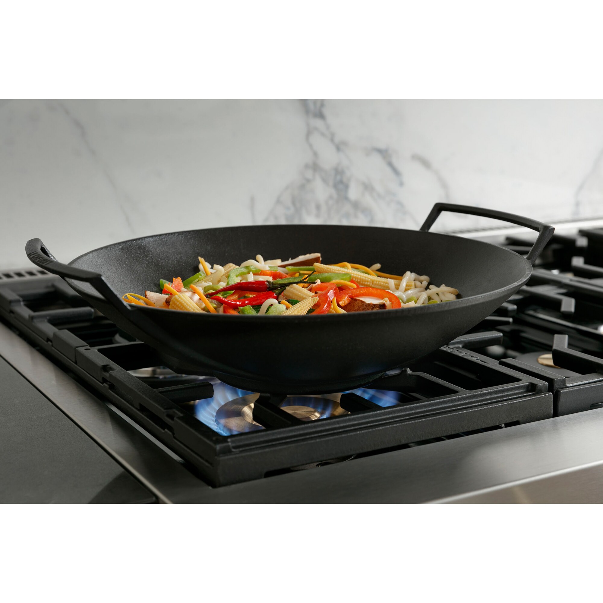 Monogram Statement Series 48 in. 8.2 cu. ft. Smart Air Fry True European Convection Double Oven Dual Fuel Range with 4 Sealed Burners, Grill & Griddle - Stainless Steel, , hires