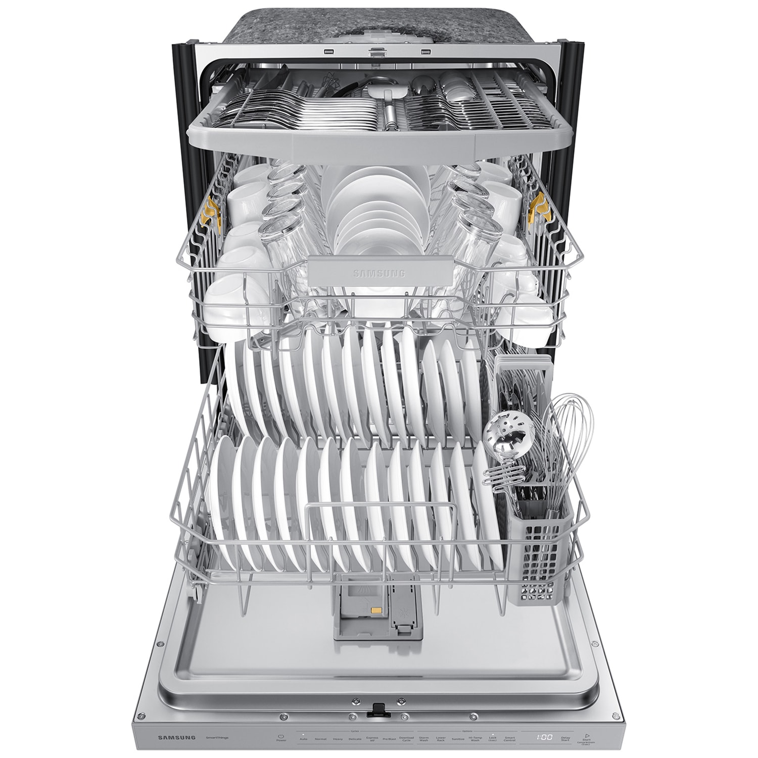 Samsung Bespoke 24 in. Top Control Smart Dishwasher with 46 dBa Sound Level, 3rd-Rack, AutoRelease & Pocket - White Glass, , hires