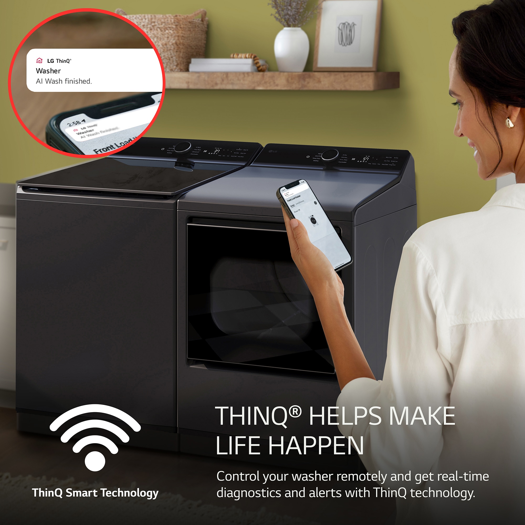 LG 27 in. 5.3 cu. ft. Smart Top Load Washer with Agitator, TurboWash3D Technology & AI Sensing - Matte Black, Matte Black, hires