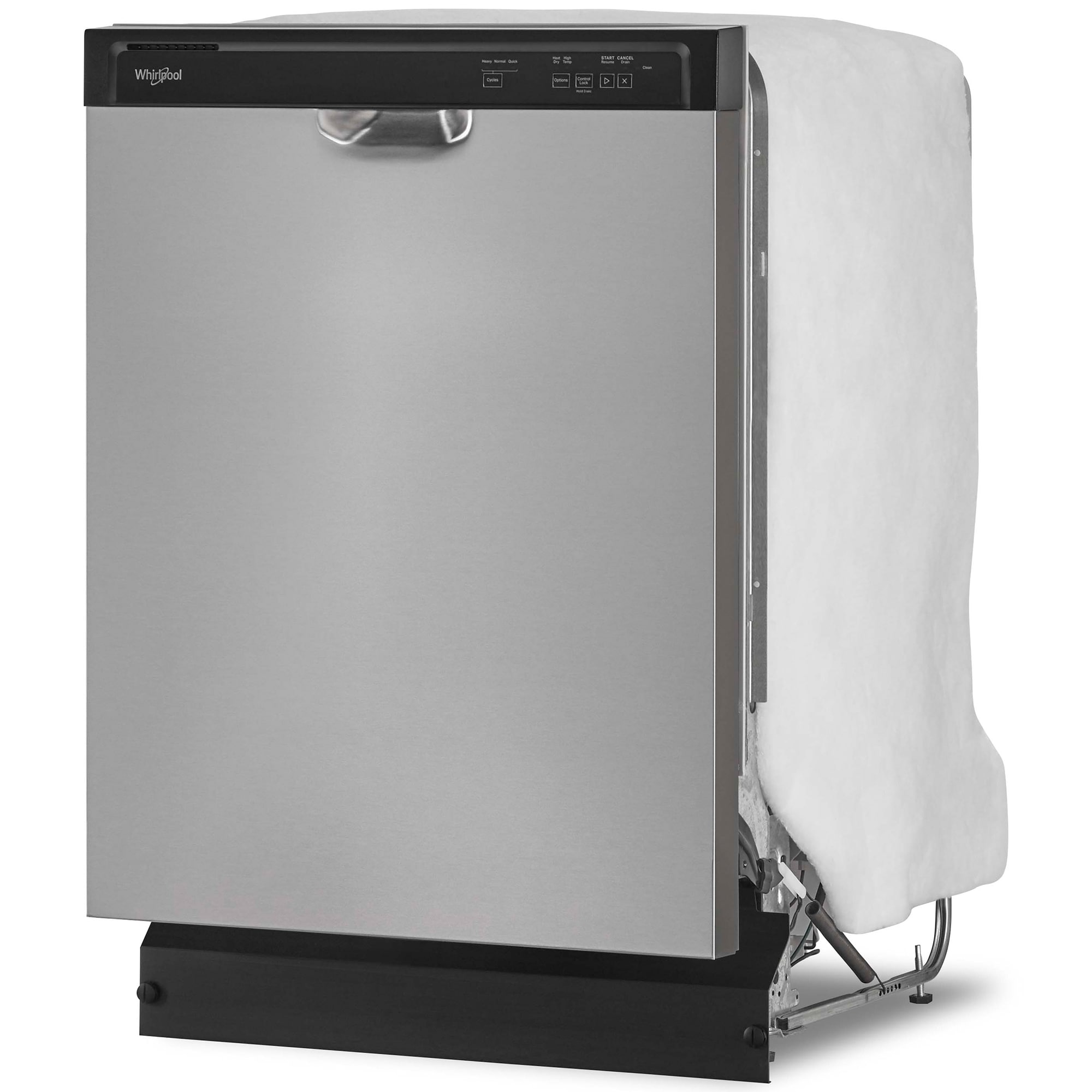 Whirlpool 24 in. Front Control Dishwasher with 59 dBa Sound Level & Pocket - Stainless Steel, Stainless Steel, hires