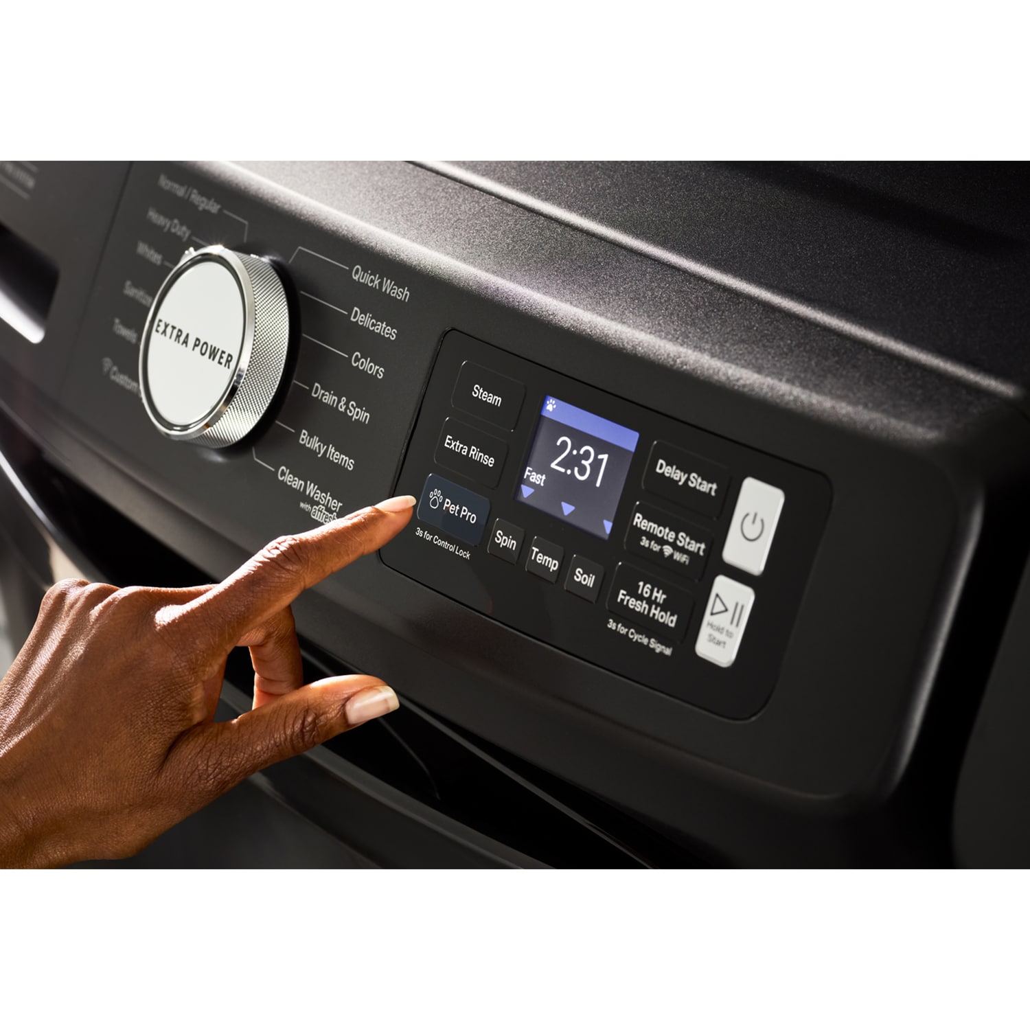 Maytag Pet Pro 27 in. 5.0 cu. ft. Smart Stackable Front Load Washer with Sanitize & Steam Cycle - Volcano Black, Volcano Black, hires