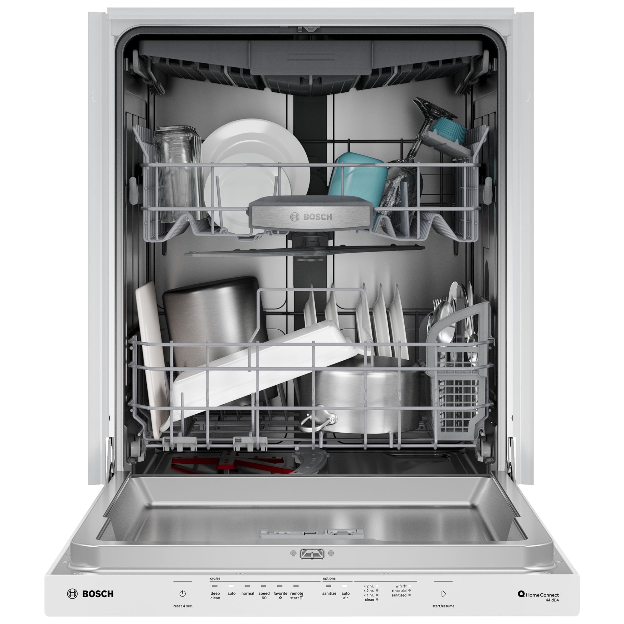 Bosch 500 Series 24 in. Top Control Smart Dishwasher with 44 dBA Sound Level, 3rd Rack, AutoAir & Pocket Handle - White, , hires
