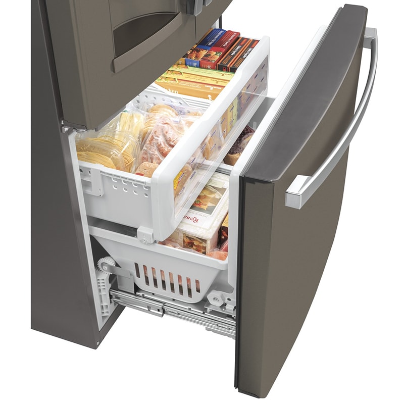 GE 36 in. 22.1 cu. ft. Counter Depth French Door Refrigerator with Ice & Water Dispenser - Fingerprint Resistant Slate, Slate, hires